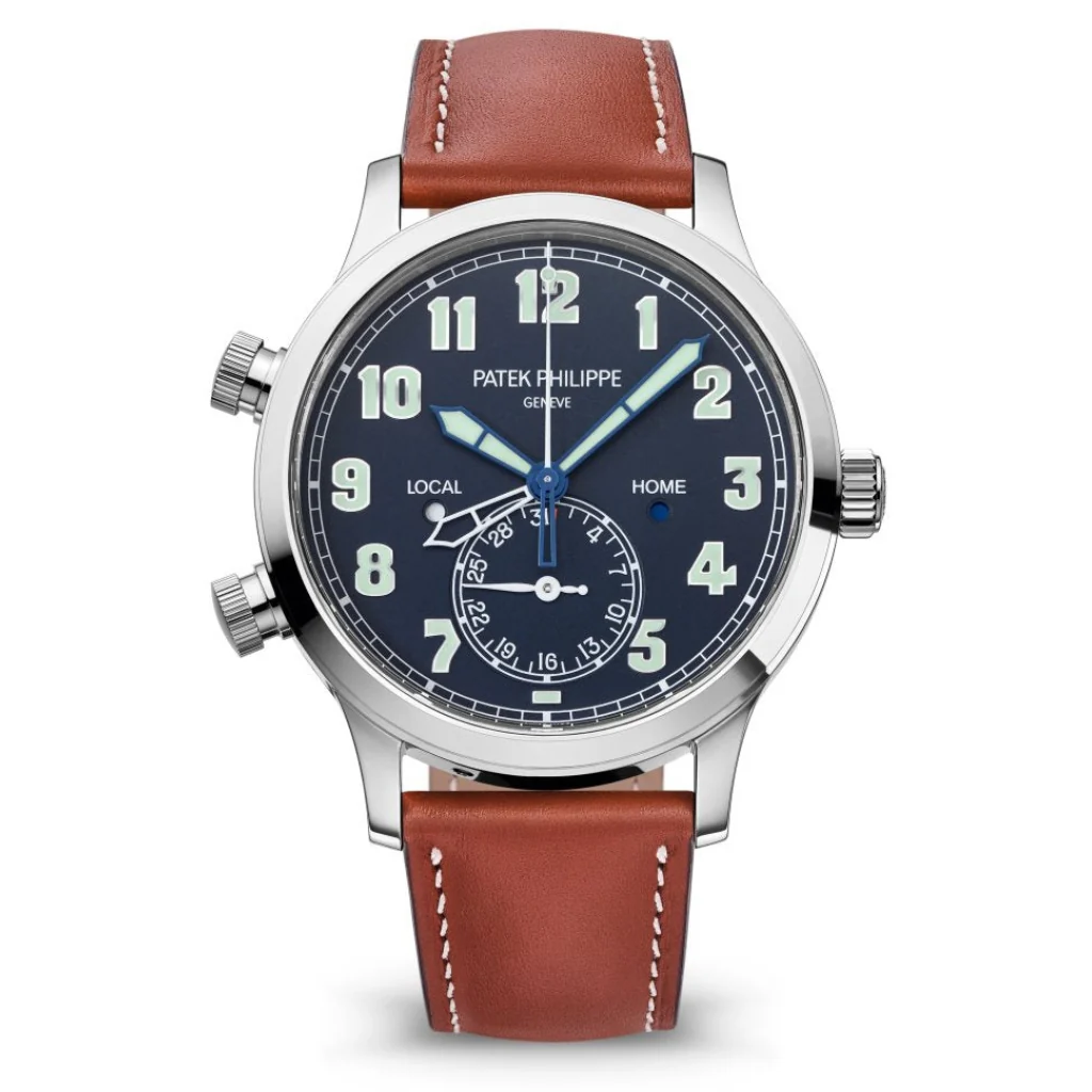 Patek Philippe Complications Calatrava Blue Varnished Dial White Gold Case Calf Leather Brown Strap 42mm 5524G-001