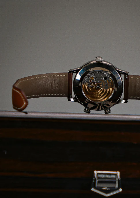 Patek Philippe Complications Calatrava Blue Varnished Dial White Gold Case Calf Leather Brown Strap 42mm 5524G-001 - Image 6