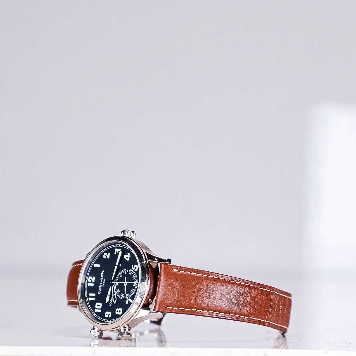 Patek Philippe Complications Calatrava Blue Varnished Dial White Gold Case Calf Leather Brown Strap 42mm 5524G-001 - Image 8