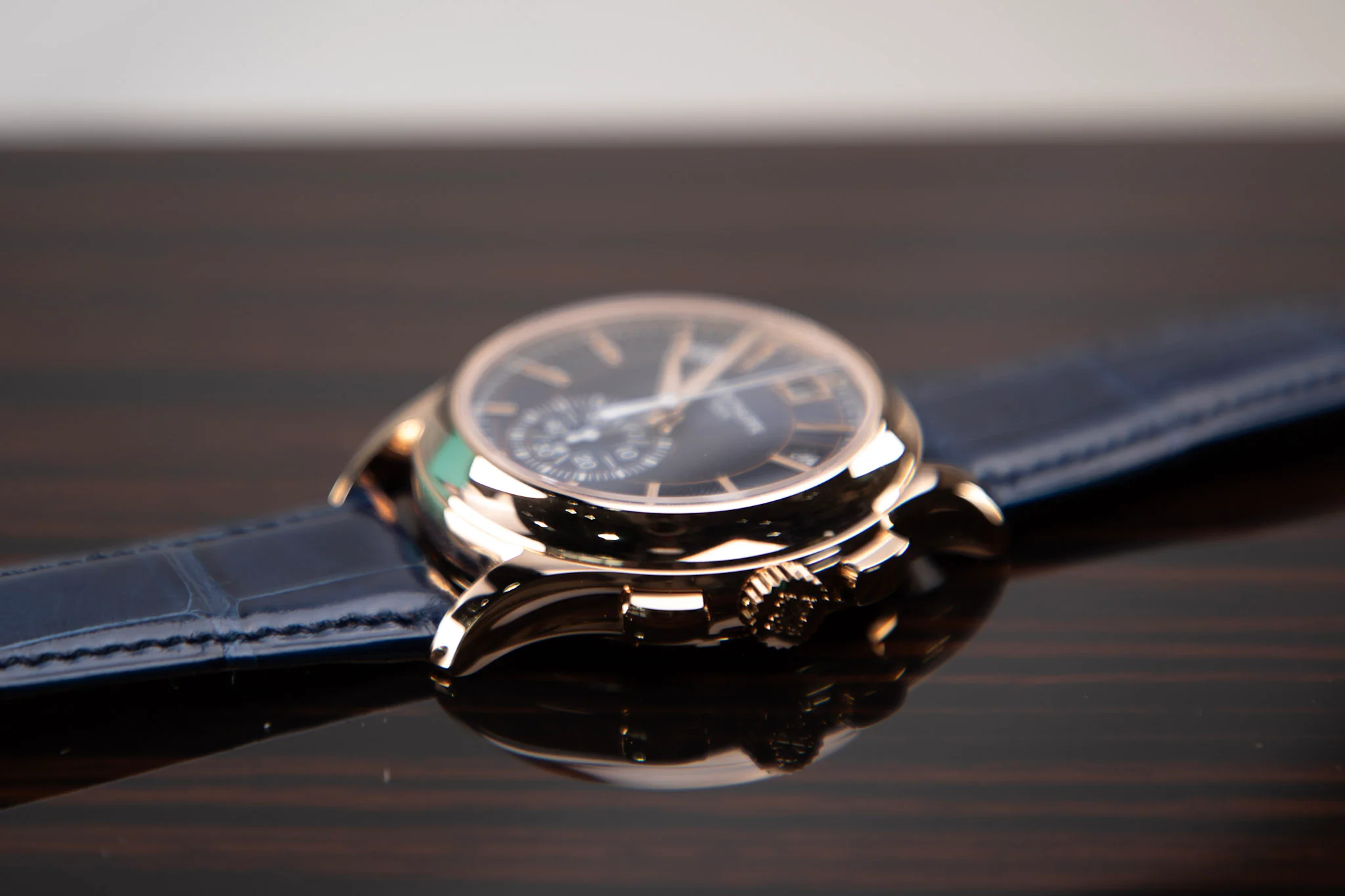 Patek Philippe Complications Flyback Chrono Sunburst Blue Dial Rose Gold Case Blue   Strap 42mm 5905R-010 - Image 6