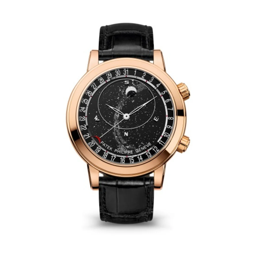 Patek Philippe Grand Complications 44 mm Black Dial 18k Rose Gold Leather Strap 6102R-001