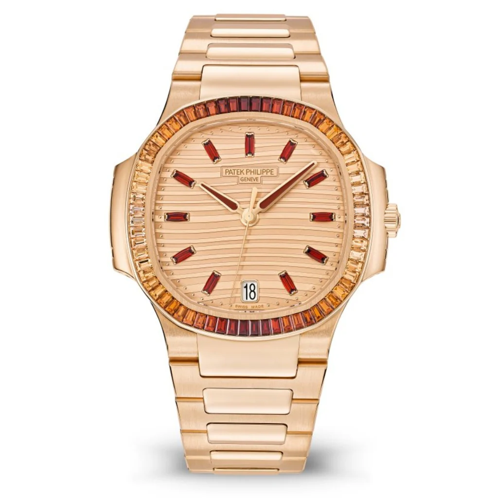 Patek Philippe Ladies Automatic Rose Wave Motif Dial Rose Gold & Multi-Colored Diamond Case/Bracelet 35.2mm 7118-1300R-001