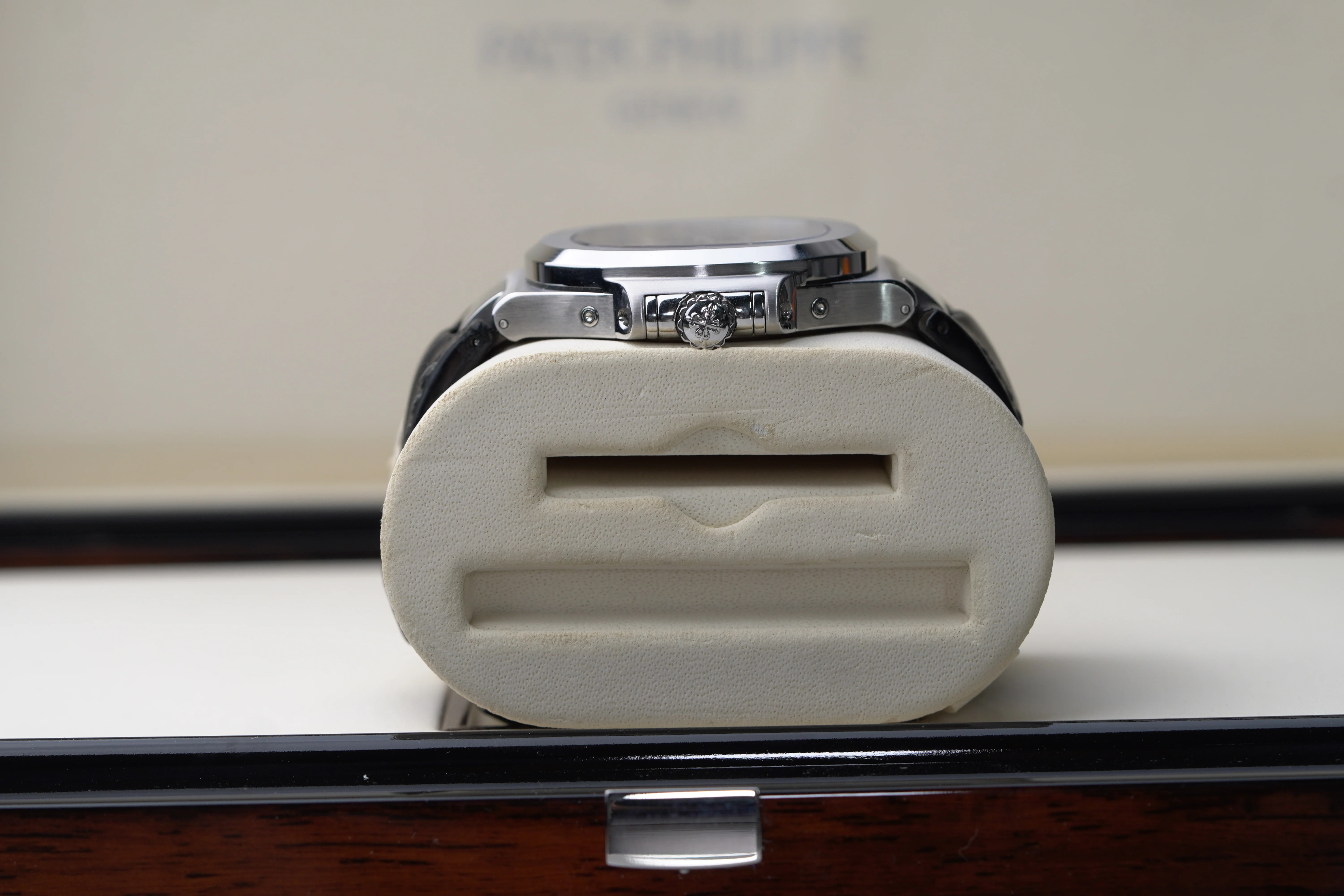 Patek Philippe Nautilus 40.5 mm Black Dial Stainless Steel Leather Strap 5726A-001 - Image 4