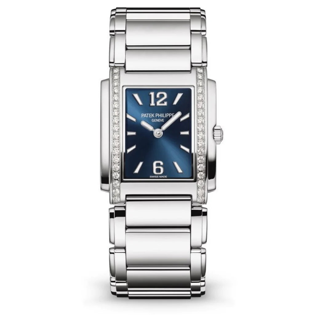 Patek Philippe Twenty~4 Quartz Blue Sunburst Dial Stainless Steel & Diamond Case/Bracelet 30mm 4910-1200A-001