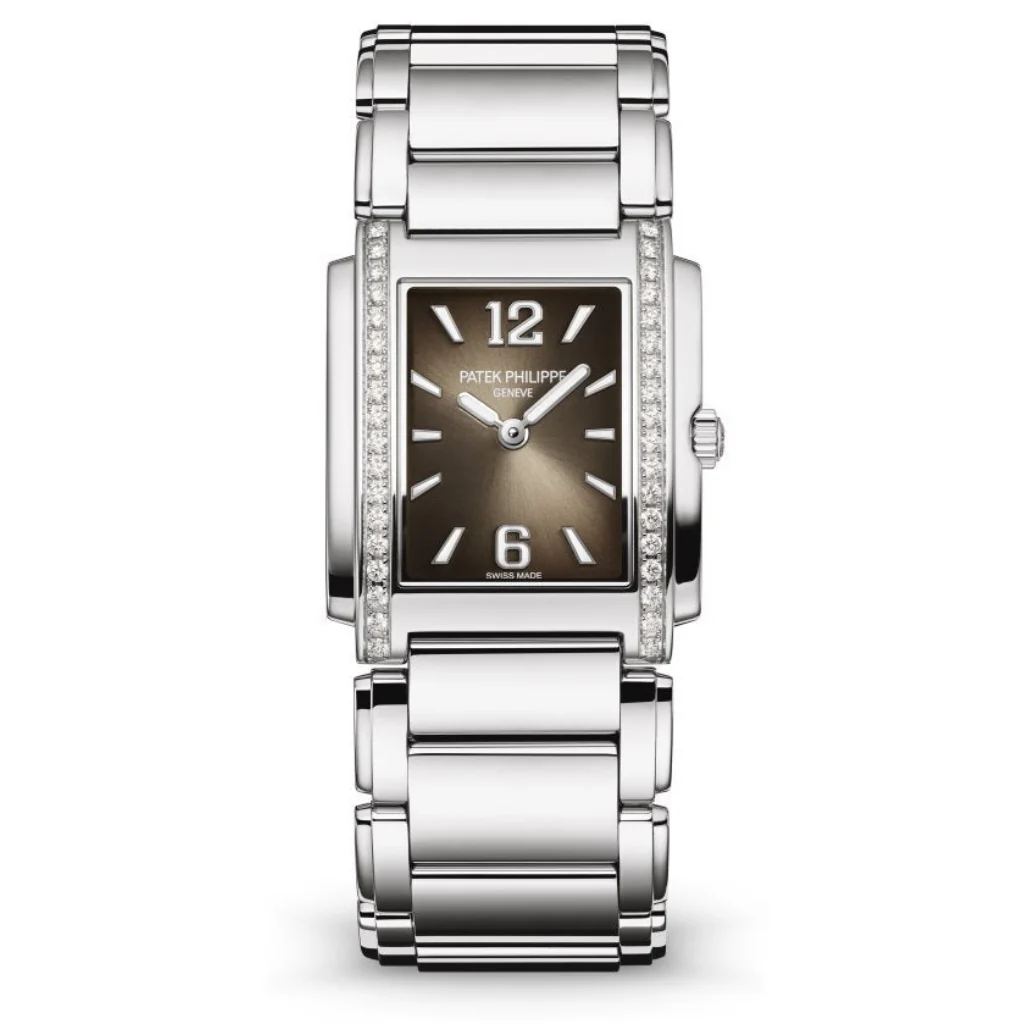 Patek Philippe Twenty~4 Quartz Gray Sunburst Dial Stainless Steel & Diamond Case/Bracelet 30mm 4910-1200A-010