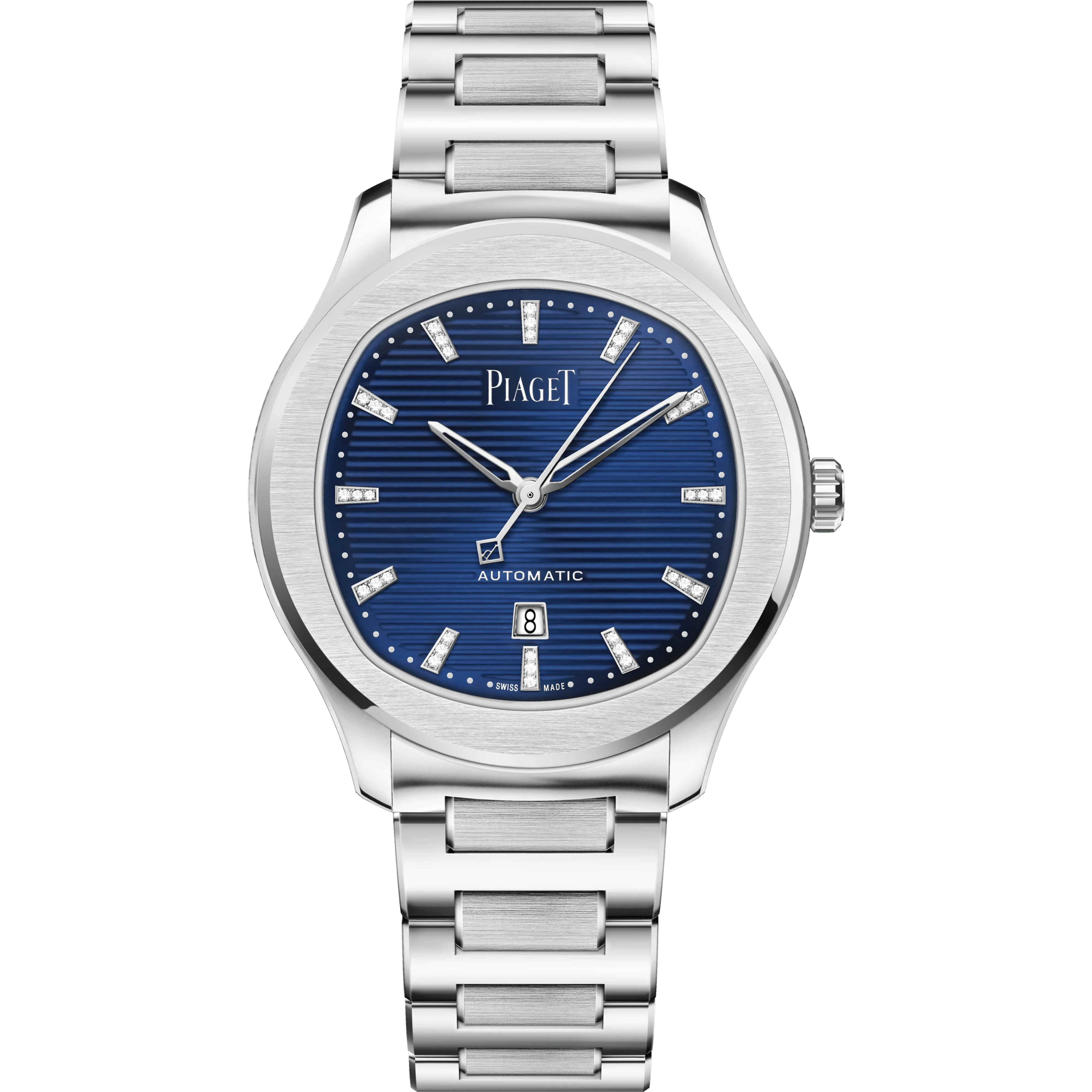 Piaget Polo Date watch 36 mm Blue Dial with Diamonds Stainless Steel Bracelet G0A46018