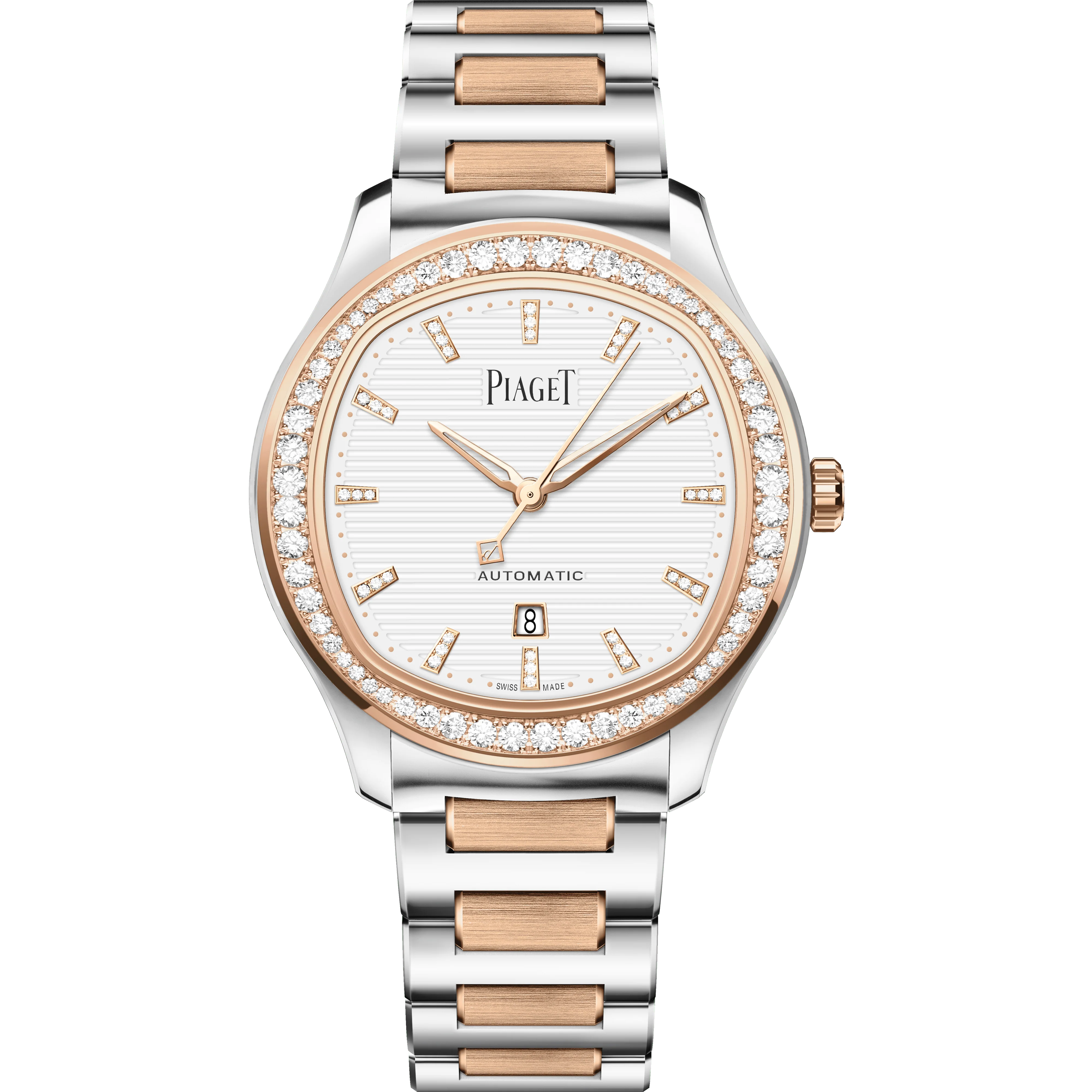 Piaget Polo Date watch 36 mm White Dial with Diamonds 18k Rose Gold Bracelet G0A48026