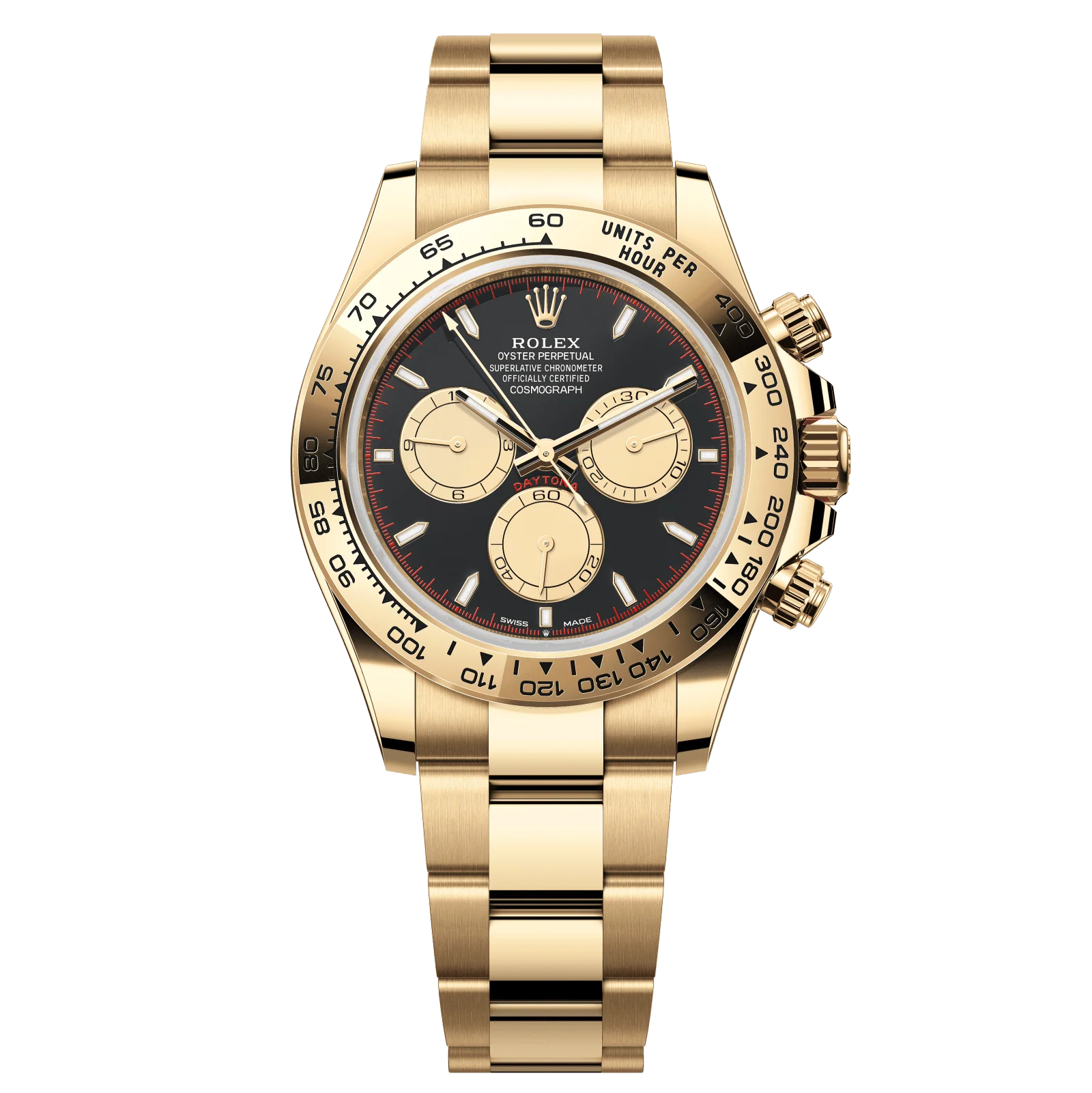 Rolex Cosmograph Daytona 40 mm Intense Black and Champagne-Colour Dial 18 kt Yellow Gold Oyster Bracelet 126508-0002