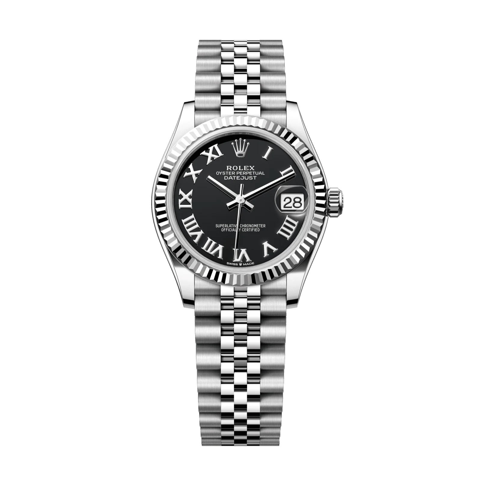 Rolex Datejust 31 mm Bright Black Dial Oystersteel and White Gold Jubilee Bracelet 278274-0002