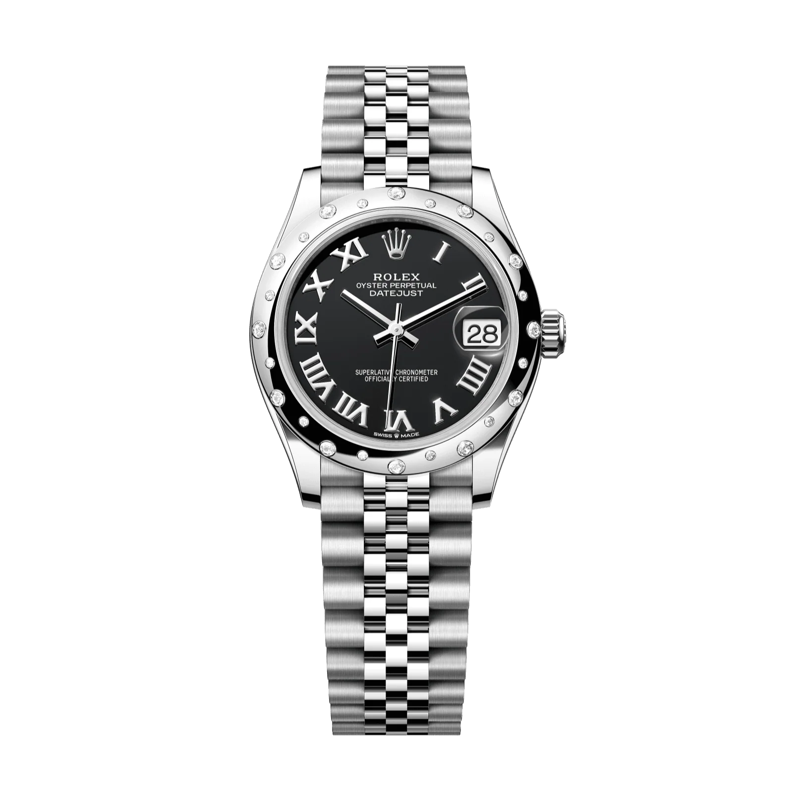 Rolex Datejust 31 mm Bright Black Dial with Diamonds Oystersteel and White Gold Jubilee Bracelet 278344rbr-0002