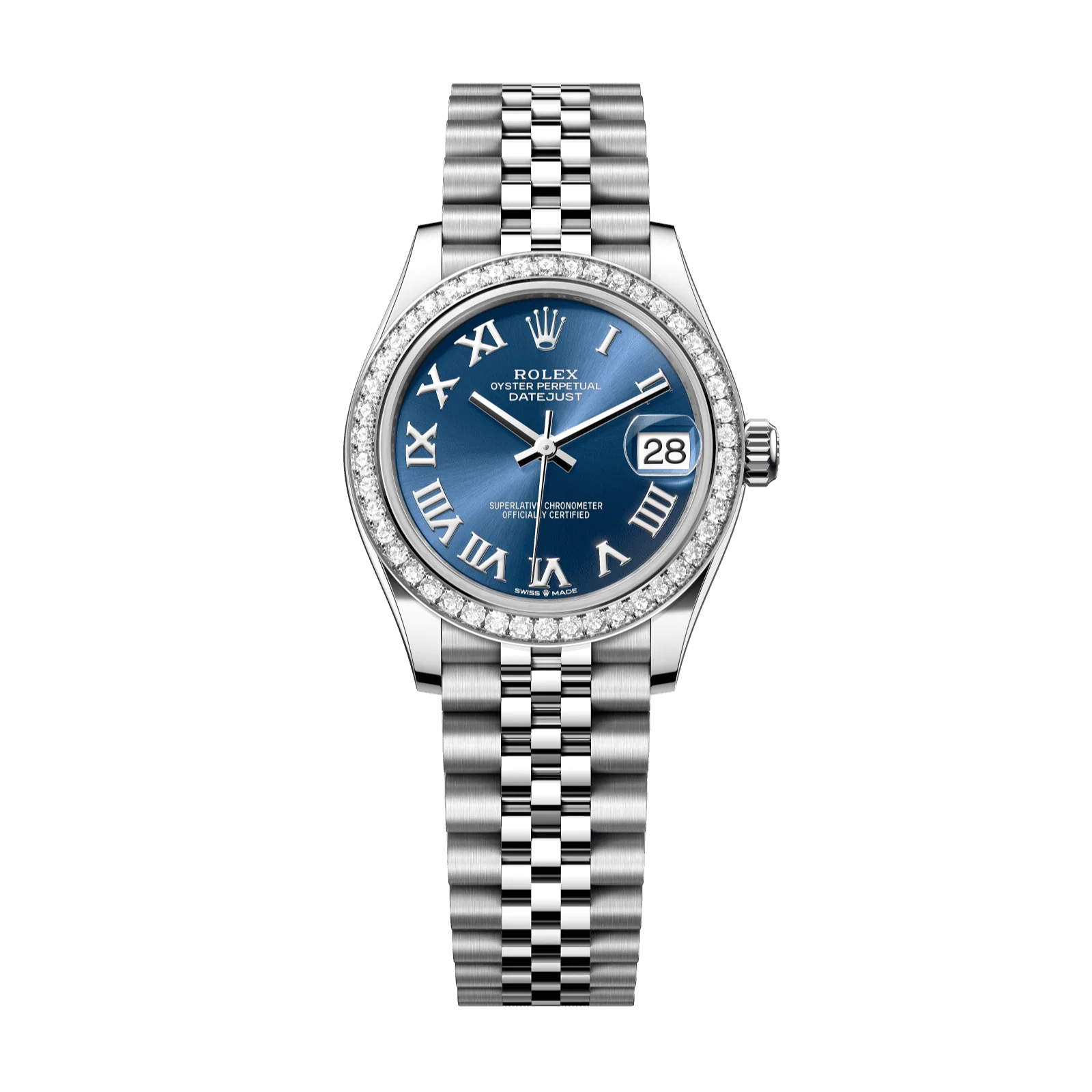 Rolex Datejust 31 mm Bright Blue Dial with Diamonds Oystersteel and White Gold Jubilee Bracelet 278384rbr-0037