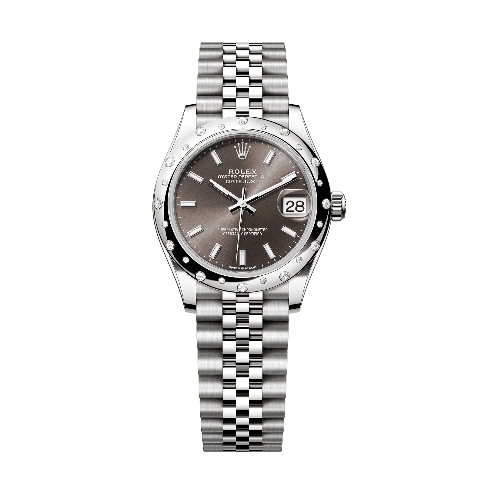 Rolex Datejust 31 mm Dark Grey Dial with Diamonds Oystersteel and White Gold Jubilee Bracelet 278344rbr-0018