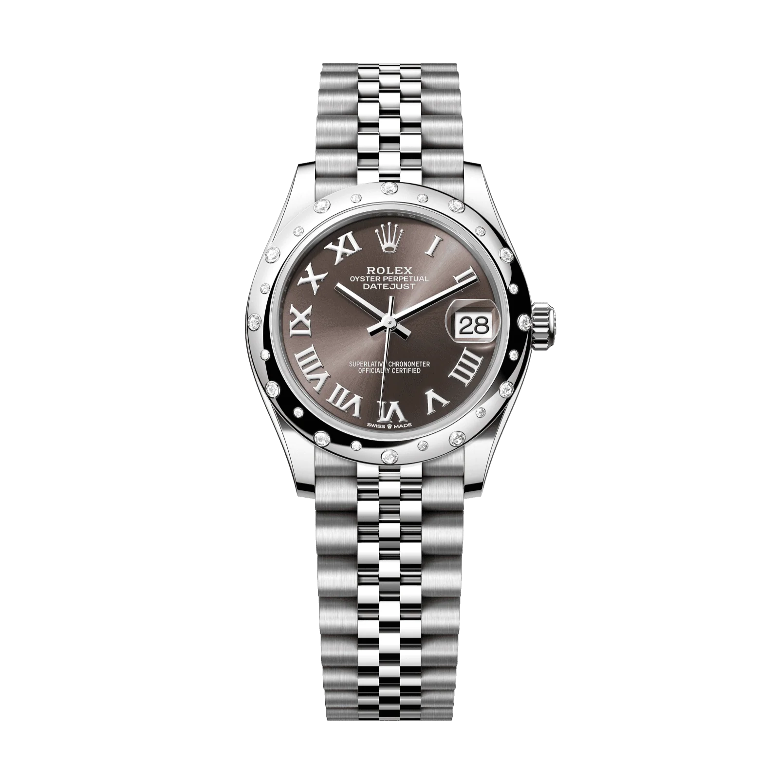 Rolex Datejust 31 mm Dark Grey Dial with Diamonds Oystersteel and White Gold Jubilee Bracelet 278344rbr-0024