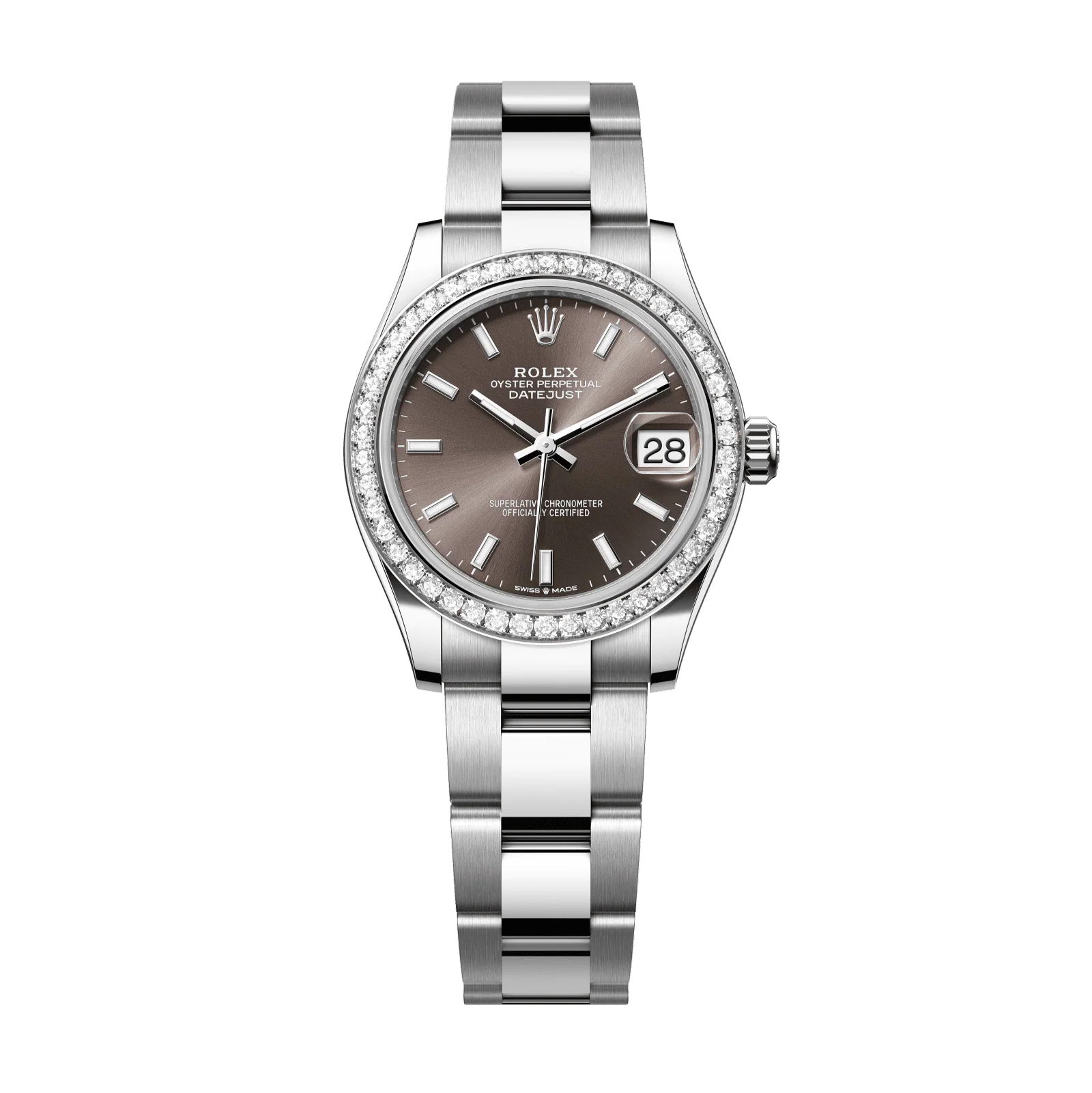 Rolex Datejust 31 mm Dark Grey Dial with Diamonds Oystersteel and White Gold Oyster Bracelet 278384rbr-0019