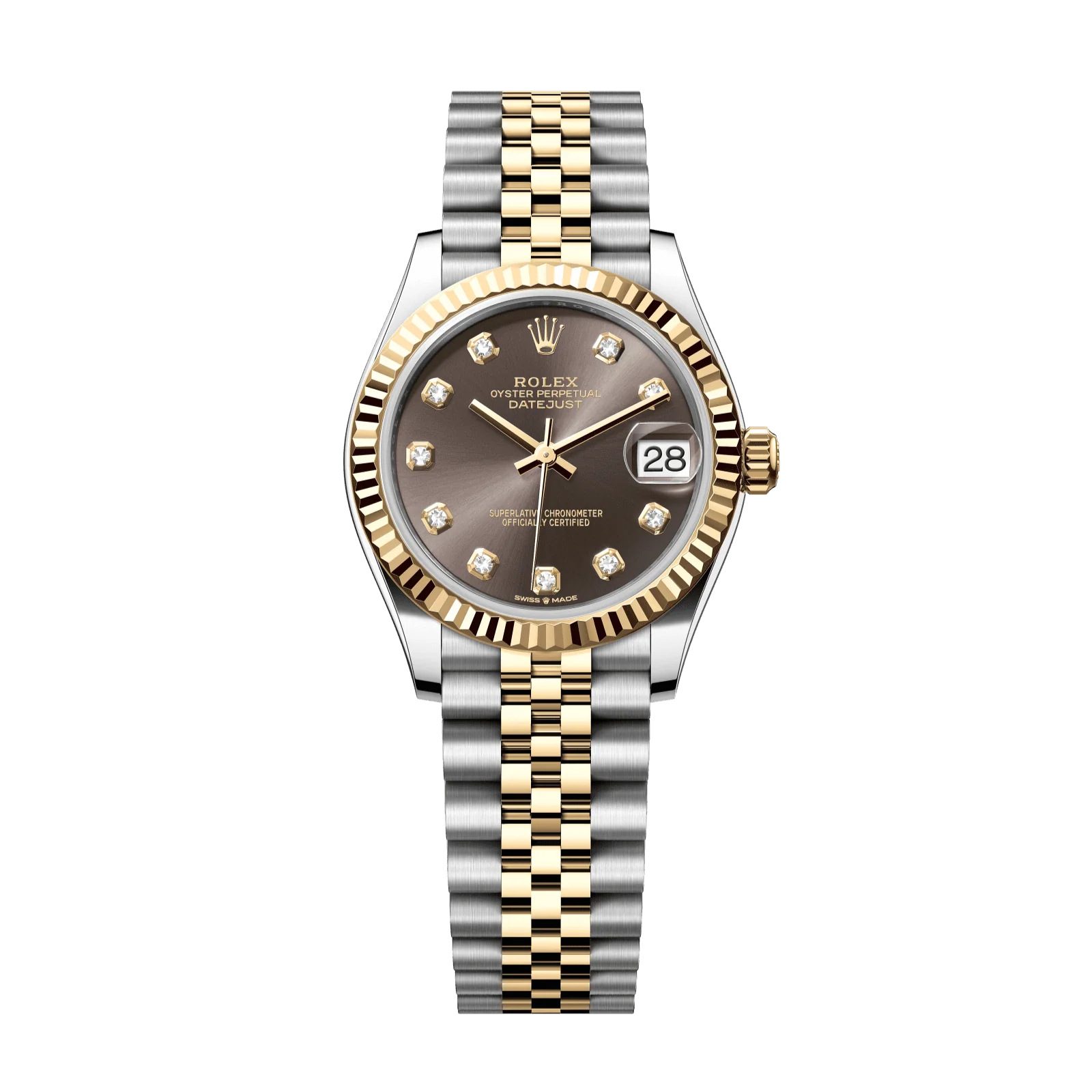 Rolex Datejust 31mm Dark Grey Set With Diamonds Dial Oystersteel and 18k Yellow Gold Jubilee Bracelet 278273-0022