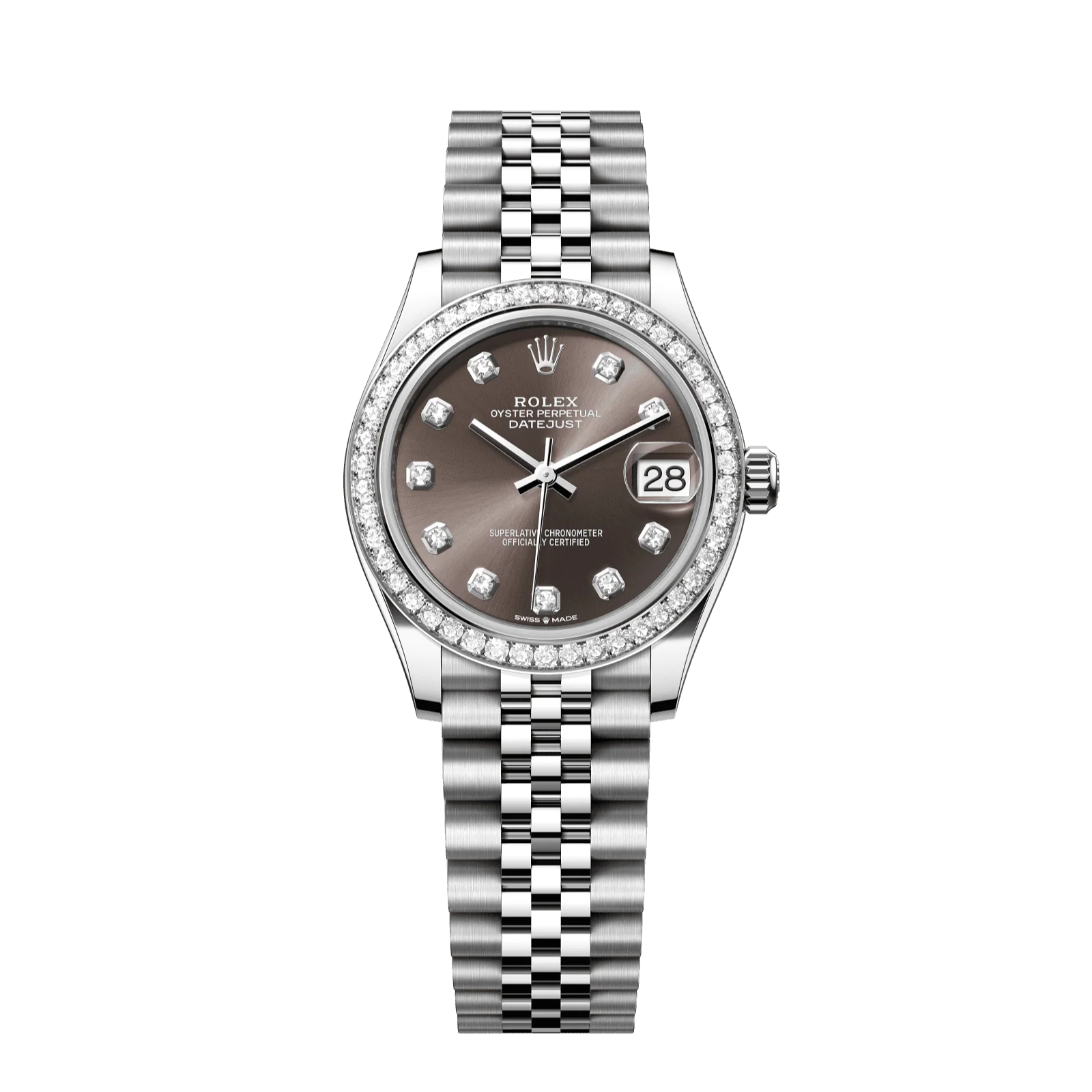 Rolex Datejust 31 mm Dark Grey Set With Diamonds Dial Oystersteel and White Gold Jubilee Bracelet 278384rbr-0010