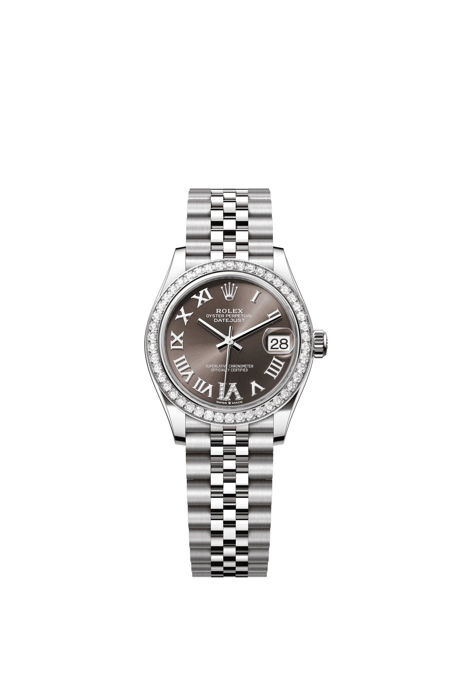 Rolex Datejust 31 mm Dark Grey Set With Diamonds Dial Oystersteel and White Gold Jubilee Bracelet 278384rbr-0032
