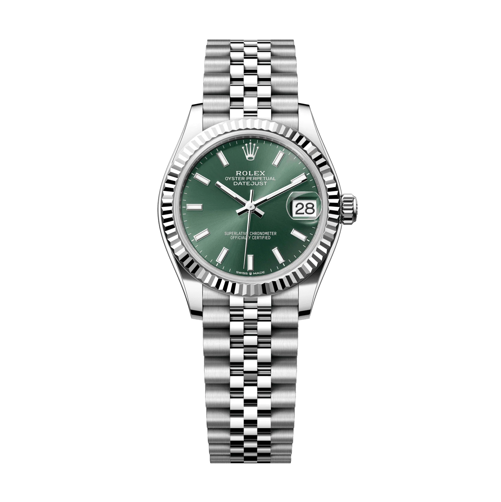 Rolex Datejust 31 mm Mint Green Dial Oystersteel and White Gold Jubilee Bracelet 278274-0018