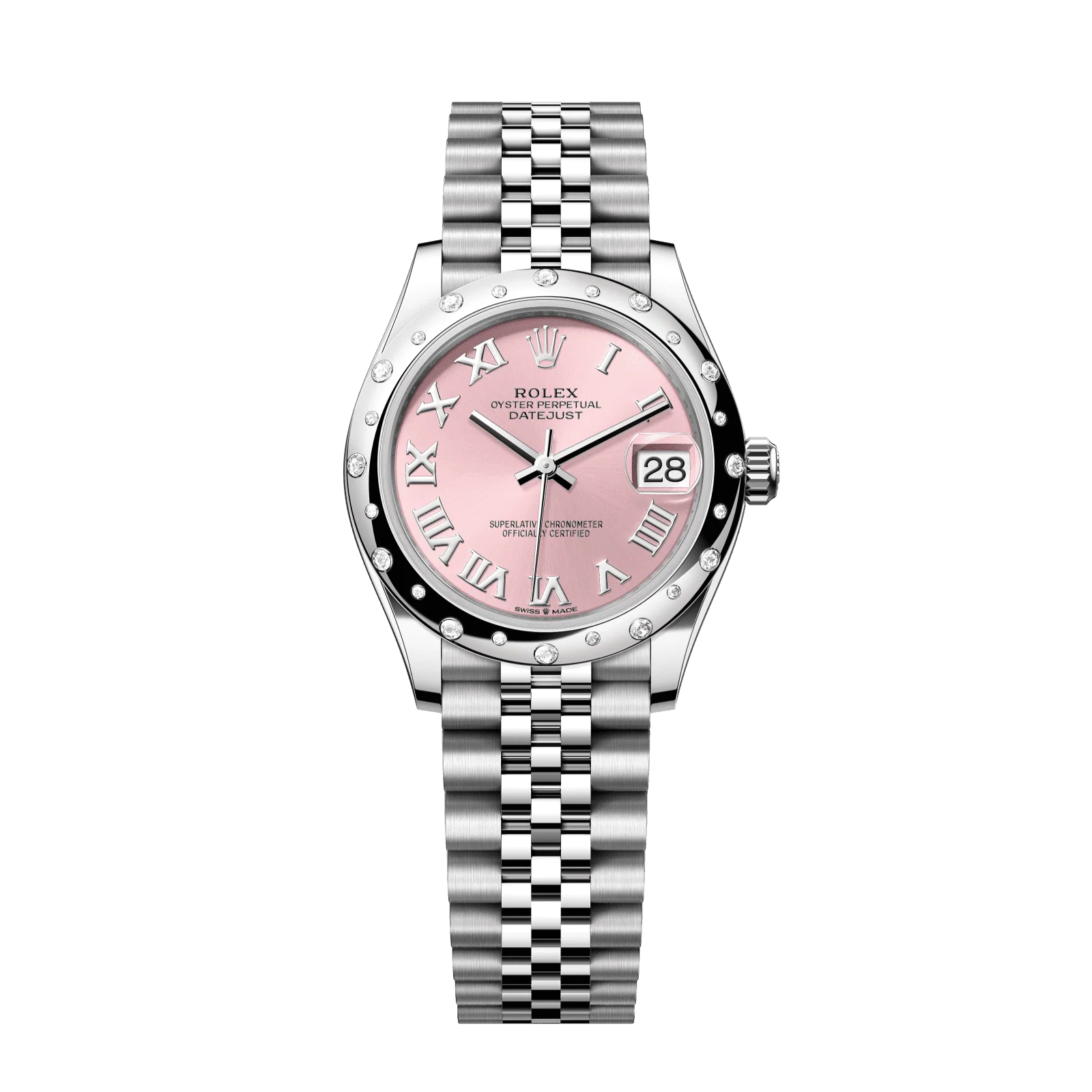 Rolex Datejust 31 mm Pink Dial with Diamonds Oystersteel and White Gold Jubilee Bracelet 278344rbr-0022