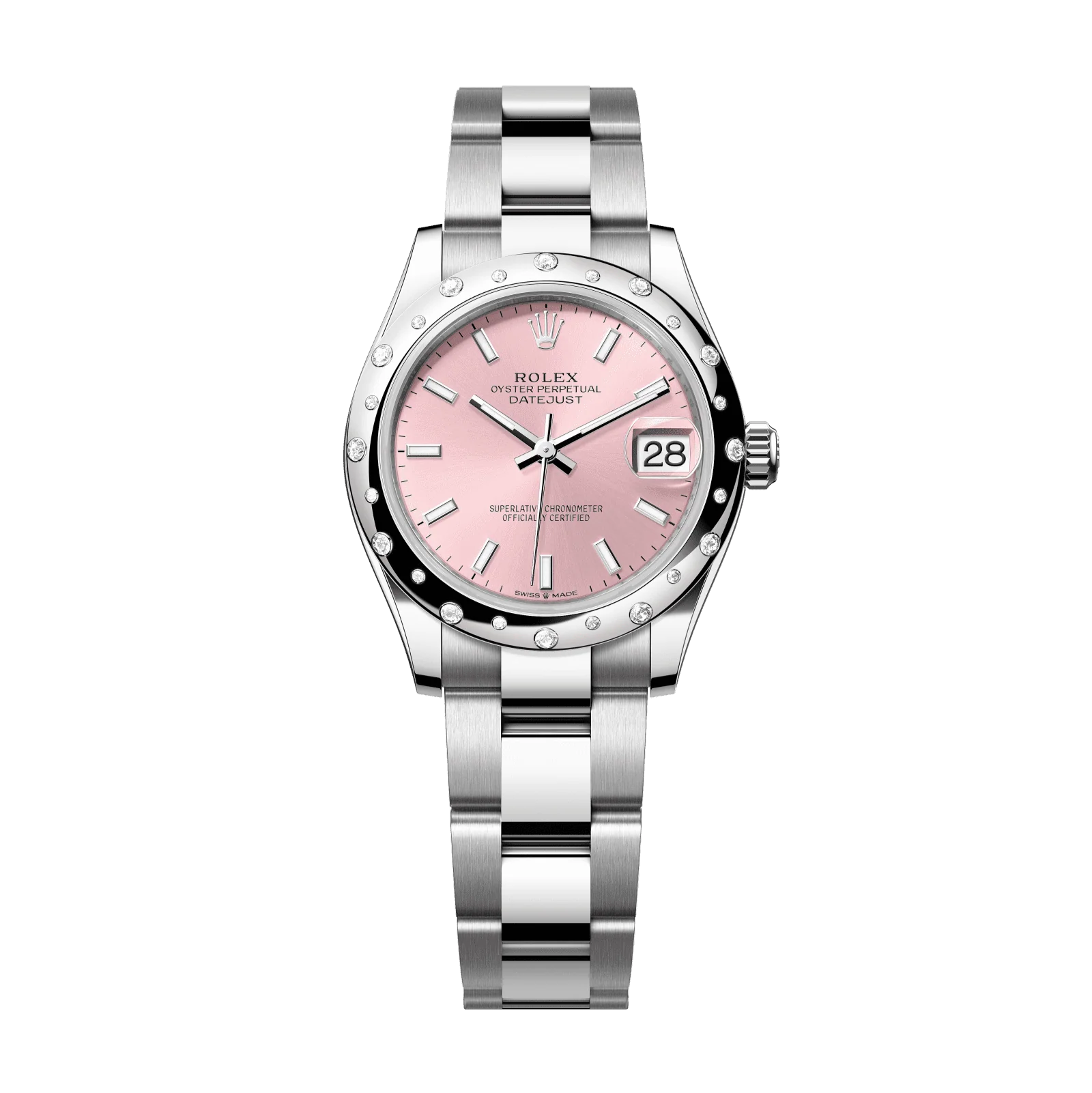 Rolex Datejust 31 mm Pink Dial with Diamonds Oystersteel and White Gold Oyster Bracelet 278344rbr-0015