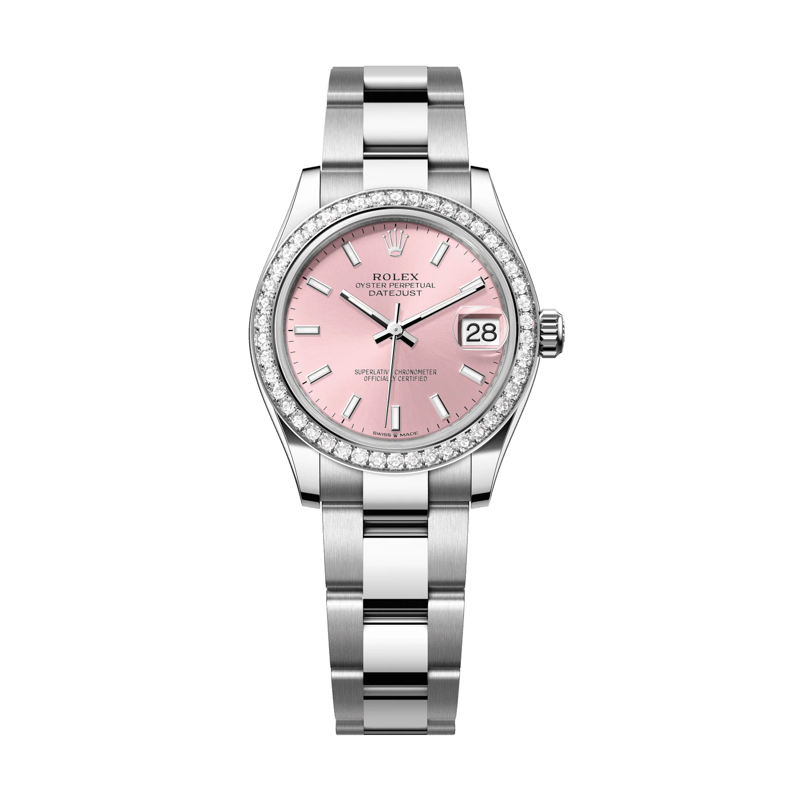 Rolex Datejust 31 mm Pink Dial with Diamonds Oystersteel and White Gold Oyster Bracelet 278384rbr-0017