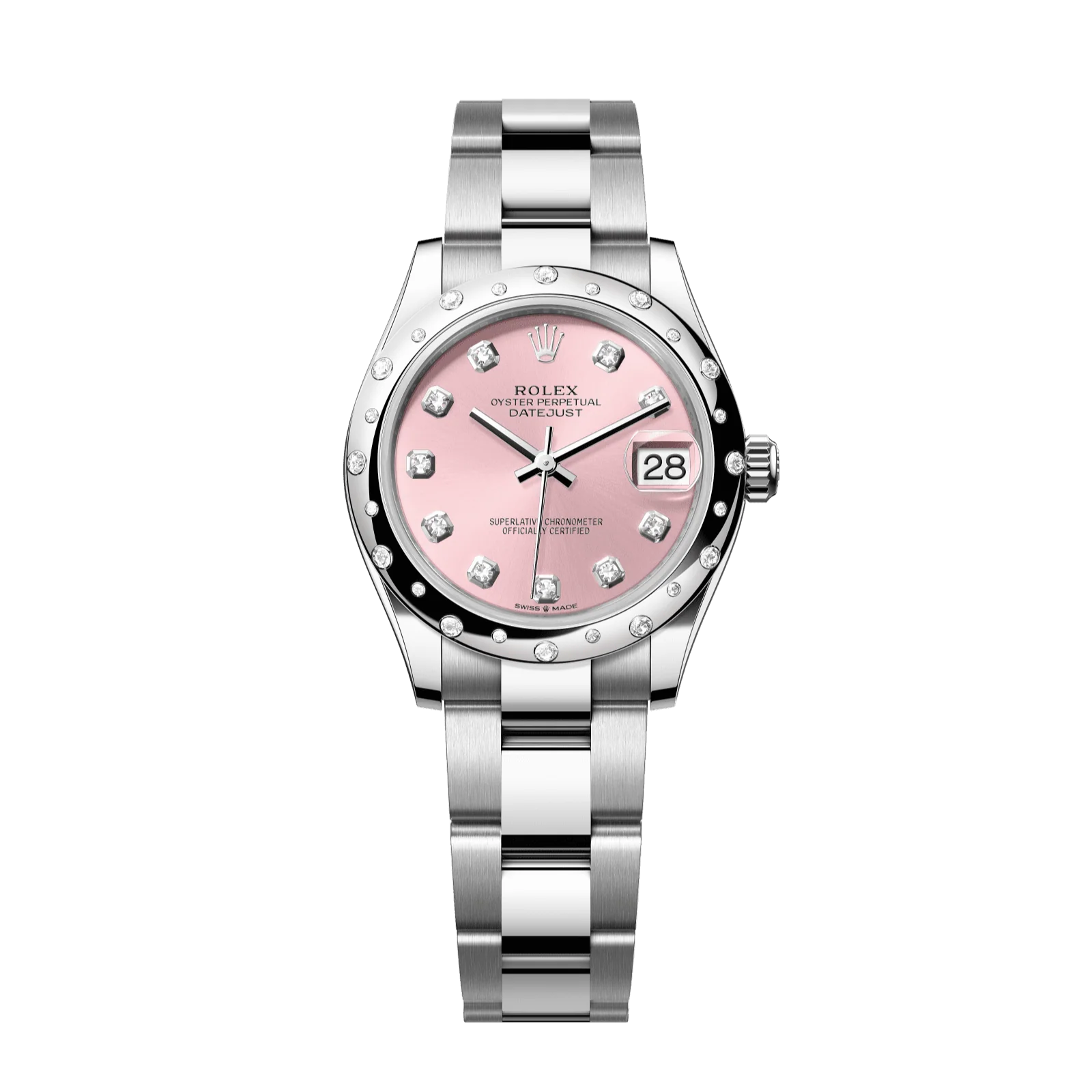 Rolex Datejust 31 mm Pink Set With Diamonds Dial Oystersteel and White Gold Oyster Bracelet 278344rbr-0033