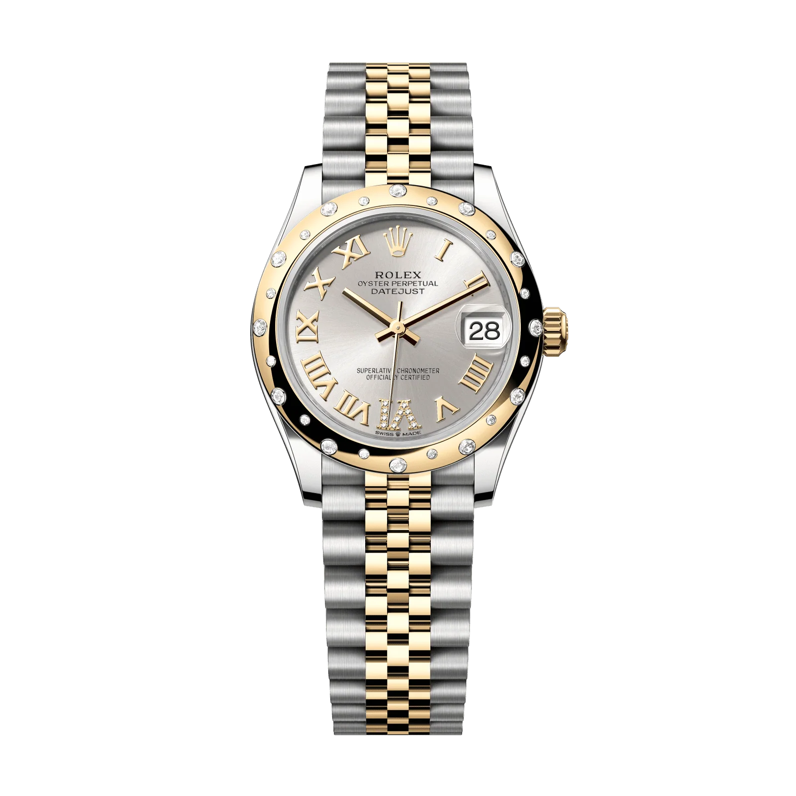 Rolex Datejust 31 mm Silver Set With Diamonds Dial Oystersteel and 18k Yellow Gold Jubilee Bracelet 278343rbr-0004