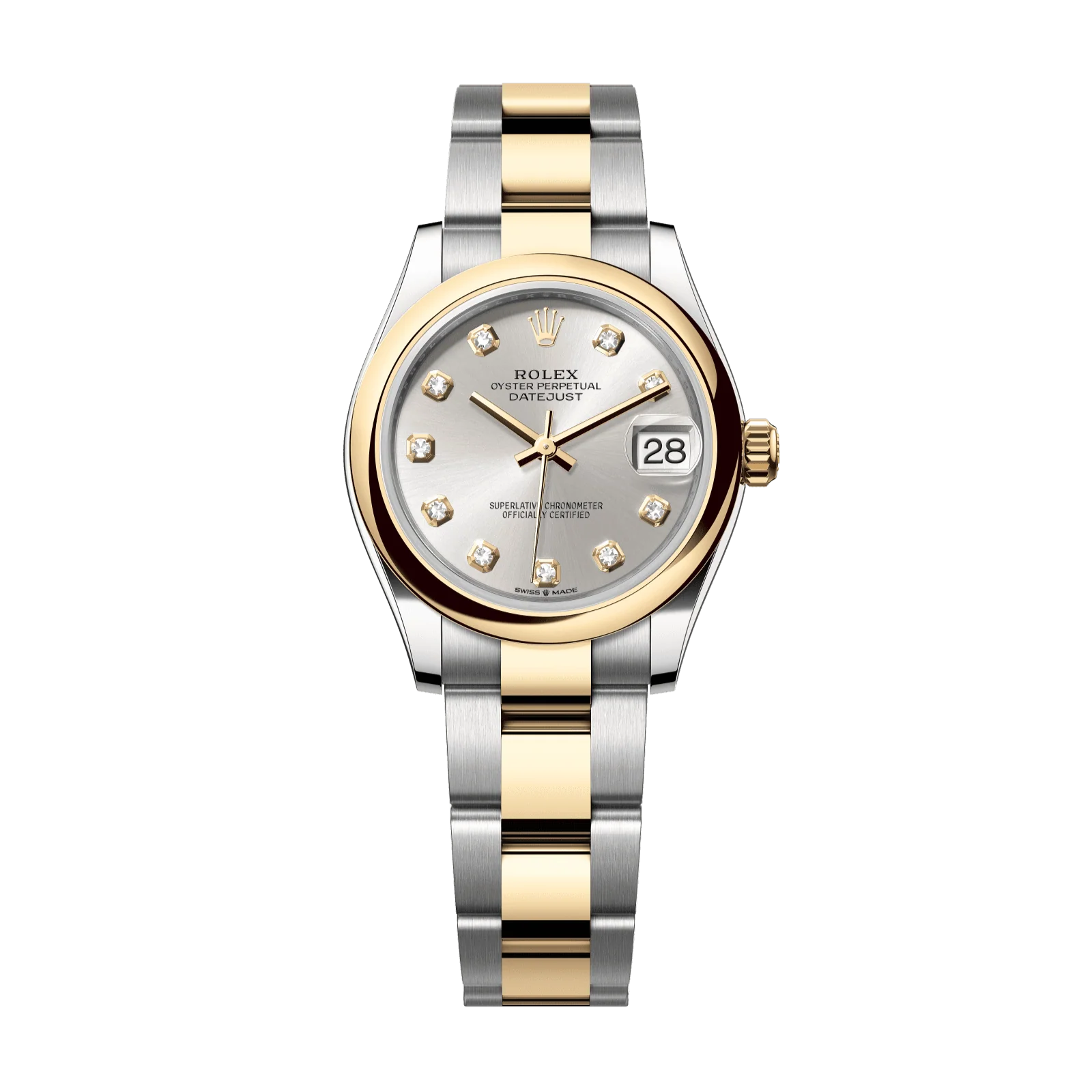 Rolex Datejust 31 mm Silver Set With Diamonds Dial Oystersteel and 18k Yellow Gold Oyster Bracelet 278243-0019