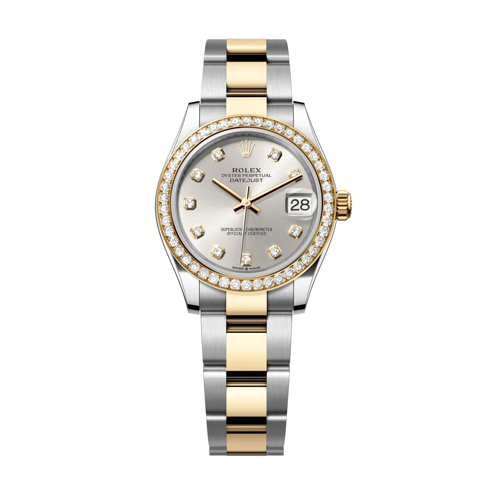Rolex Datejust 31 mm Silver Set With Diamonds Dial Oystersteel and 18k Yellow Gold Oyster Bracelet 278383rbr-0019