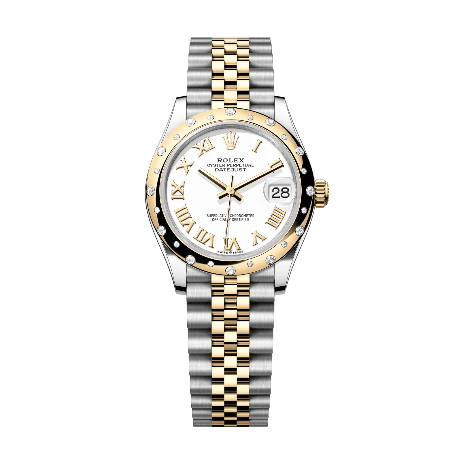Rolex Datejust 31 mm White Dial with Diamonds Oystersteel and 18k Yellow Gold Jubilee Bracelet 278343rbr-0002