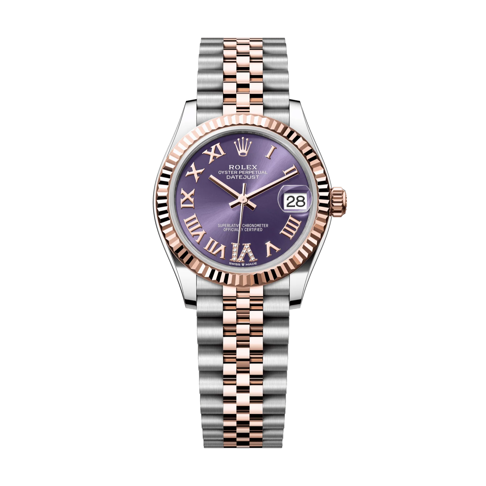 Rolex Datejust 31mm Aubergine Diamond Dial Oystersteel & Everose Gold 278271-0020