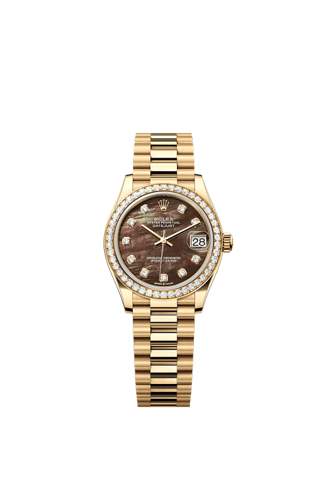 Rolex Datejust 31mm Black Mother-Of-Pearl Diamond Dial Yellow Gold m278288rbr-0032