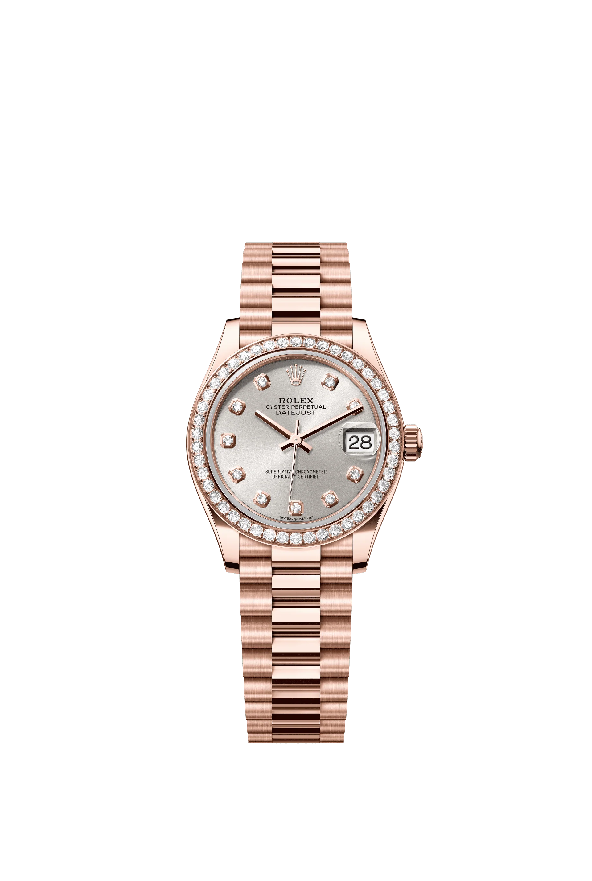 Rolex Datejust 31mm Silver Diamond Dial Everose Gold 278285RBR-0030