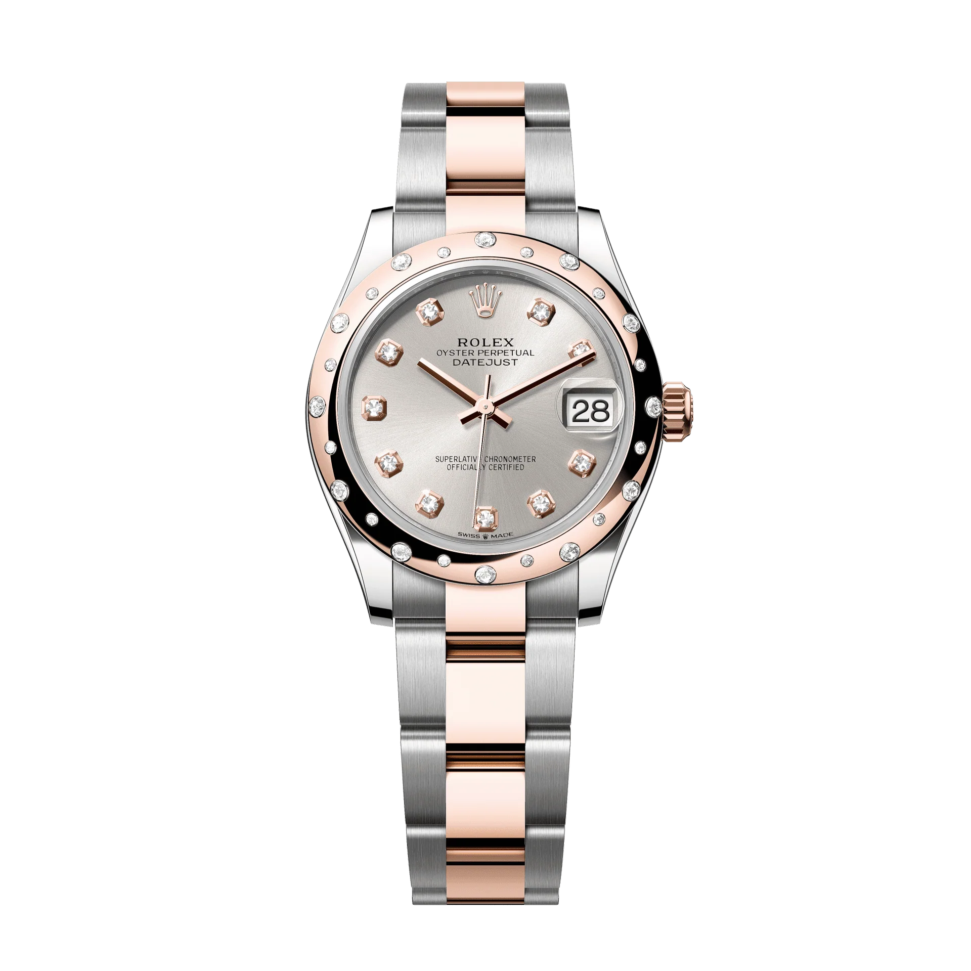Rolex Datejust 31mm Silver Diamond Dial Oystersteel & Everose Gold 278341rbr-0015