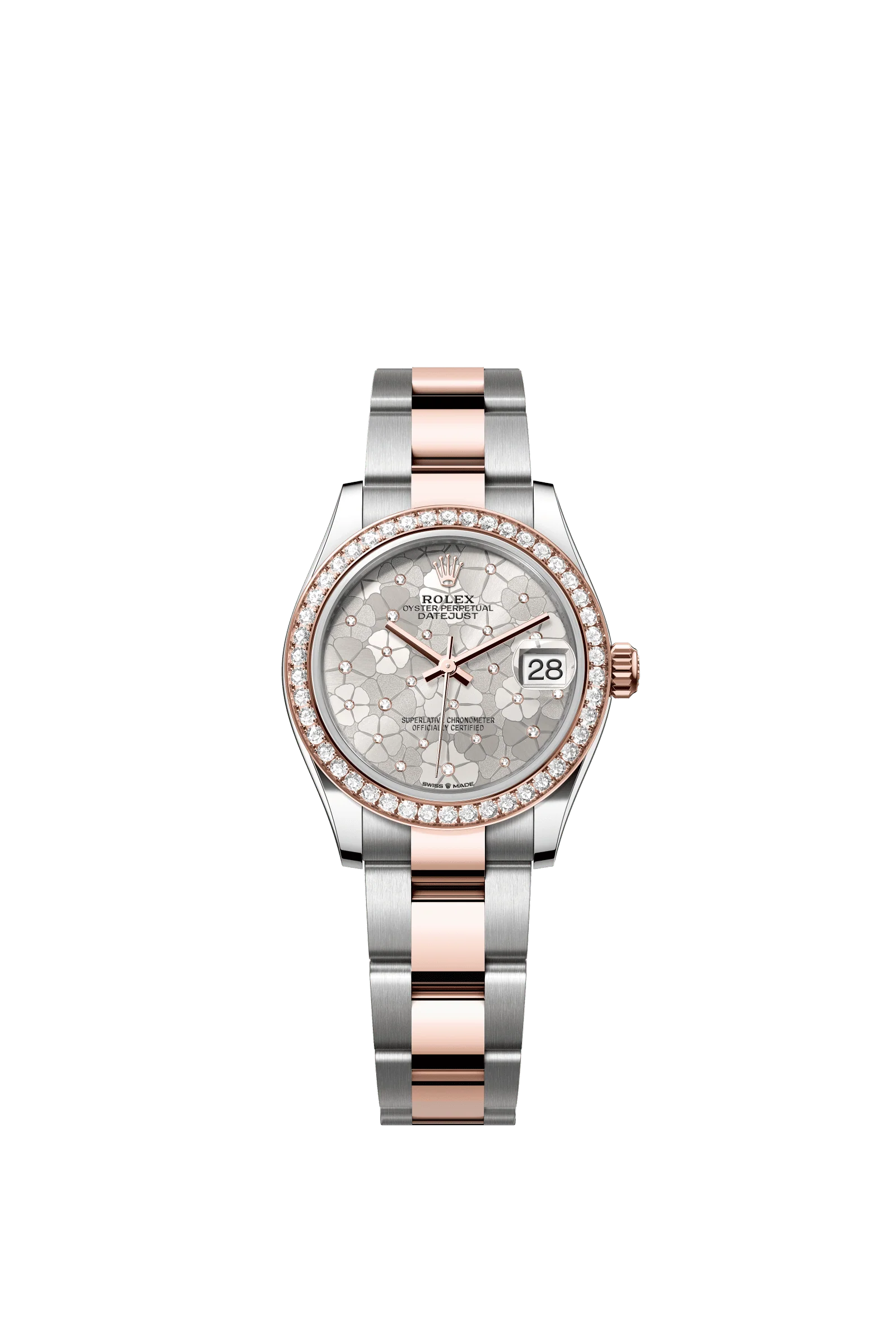 Rolex Datejust 31mm Silver Floral-Motif Diamond Dial Oystersteel & Everose Gold m278381rbr-0031