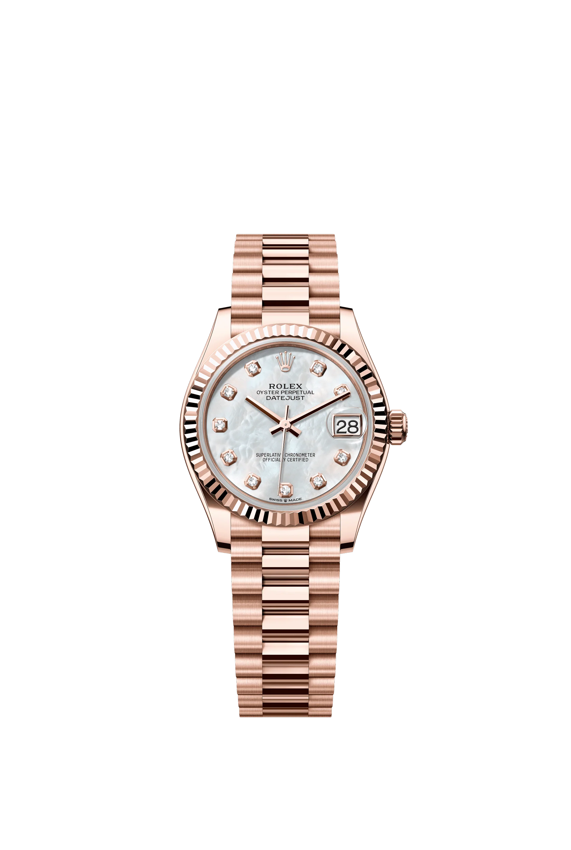 Rolex Datejust 31mm White Mother-Of-Pearl Diamond Dial Everose Gold 278275
