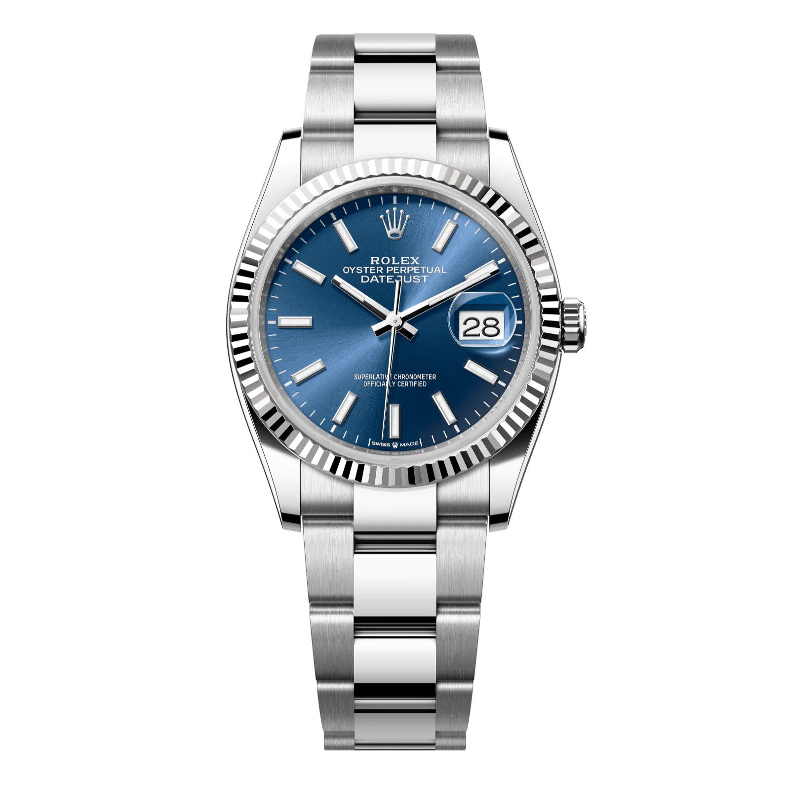 Rolex Datejust 36mm Bright Blue Dial Oystersteel and White Gold Oyster Bracelet 126234-0018