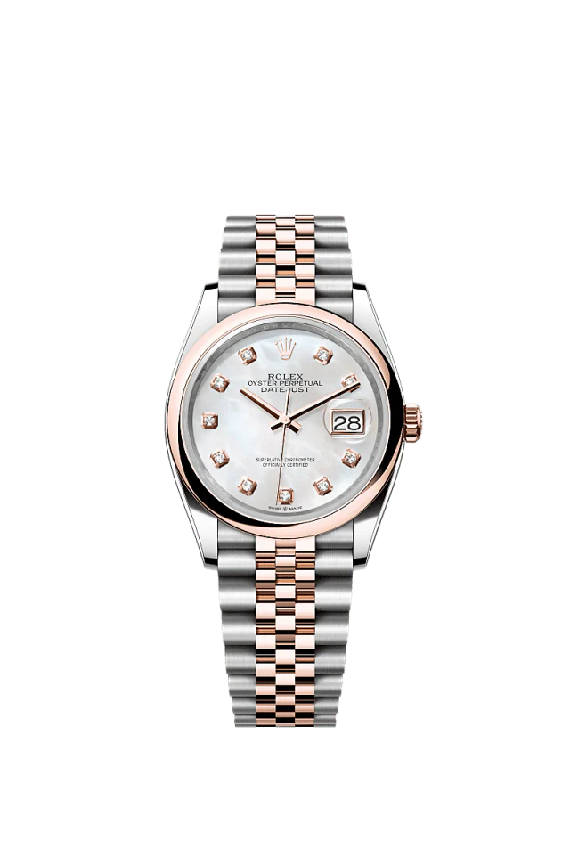 Rolex Datejust 36mm White Mother-Of-Pearl Diamond Dial Oystersteel & Everose Gold m126201-0021