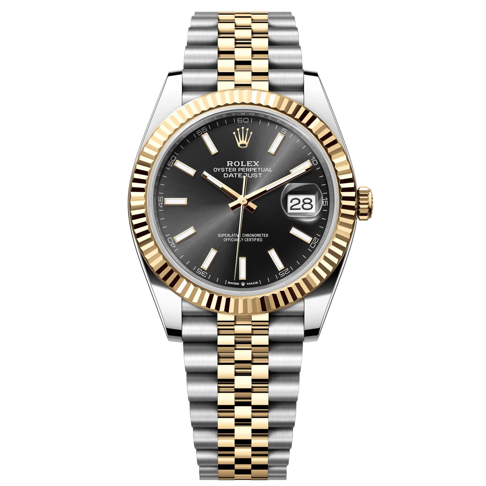 Rolex Datejust 41 mm Bright Black Dial Oystersteel and 18k Yellow Gold Jubilee Bracelet 126333-0014