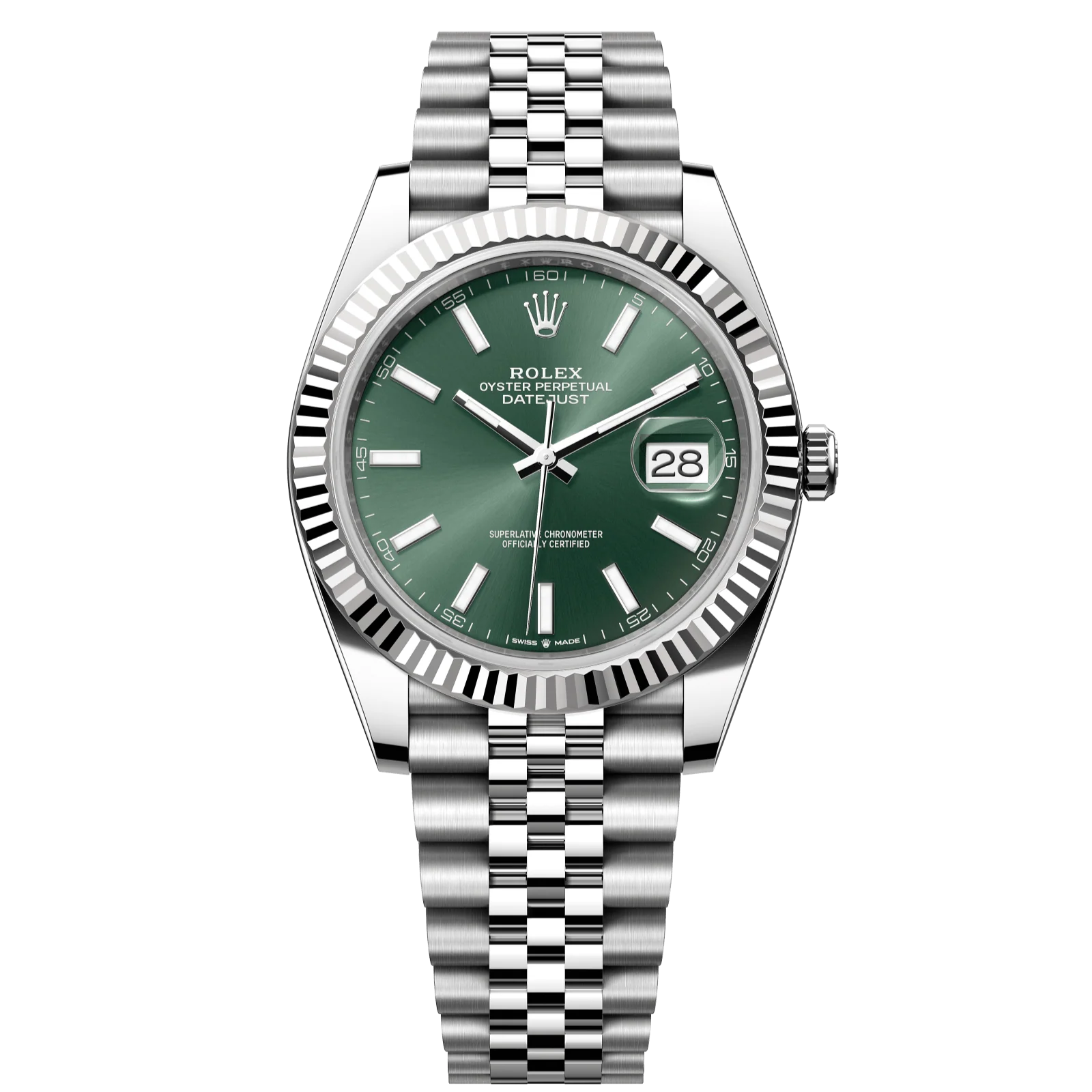 Rolex Datejust 41 mm Mint Green Dial Oystersteel and White Gold Jubilee Bracelet 126334-0028
