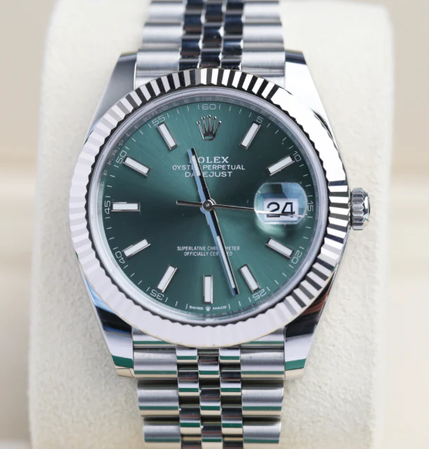 Rolex Datejust 41 mm Mint Green Dial Oystersteel and White Gold Jubilee Bracelet 126334-0028 - Image 2
