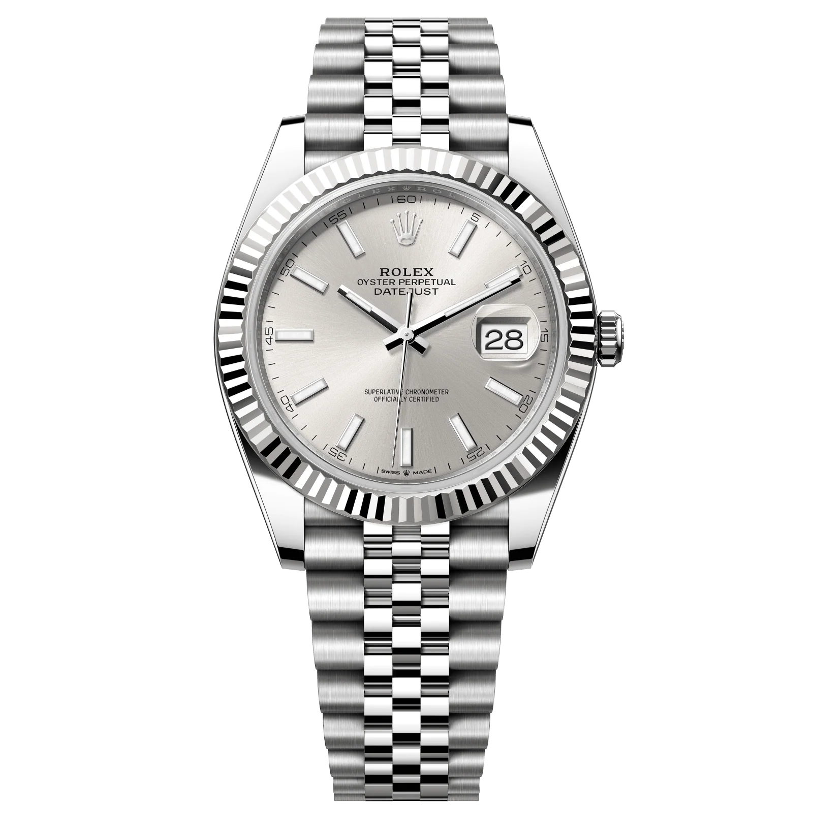 Rolex Datejust 41 mm Silver Dial Oystersteel and White Gold Jubilee Bracelet 126334-0004