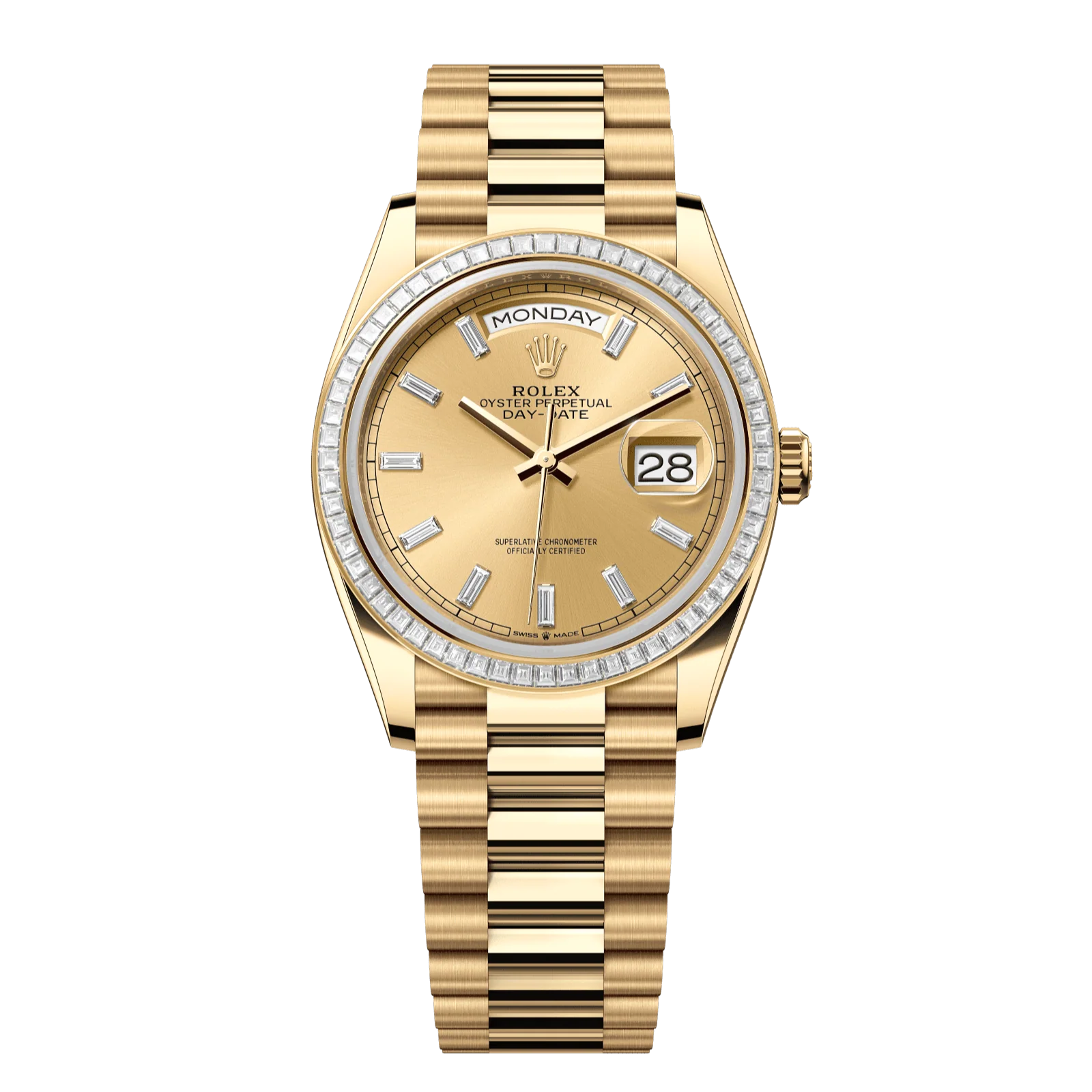 Rolex Day-Date 36 mm Champagne-Colour Set With Diamonds Dial 18k Yellow Gold President Bracelet 128398tbr-0037