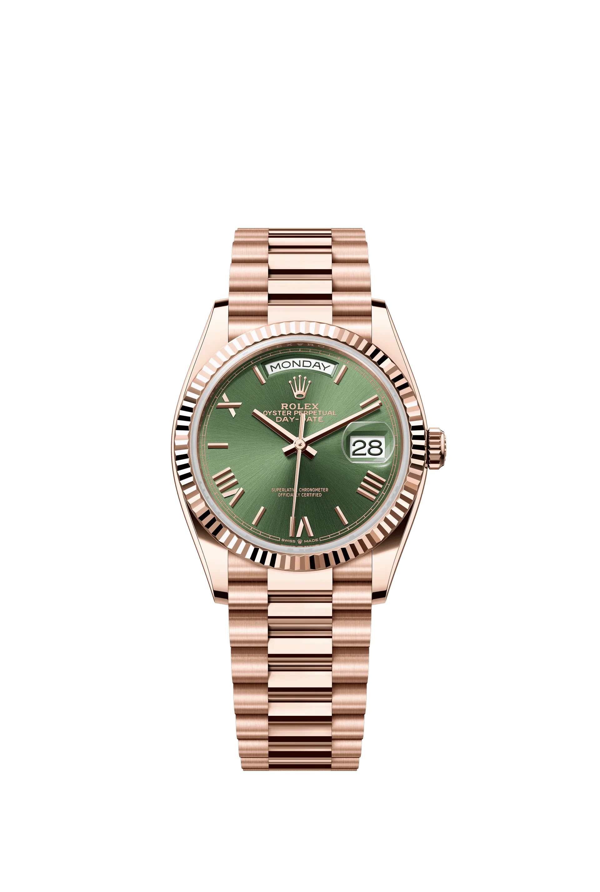 Rolex Day-Date 36mm Olive Green Dial Everose Gold 128235