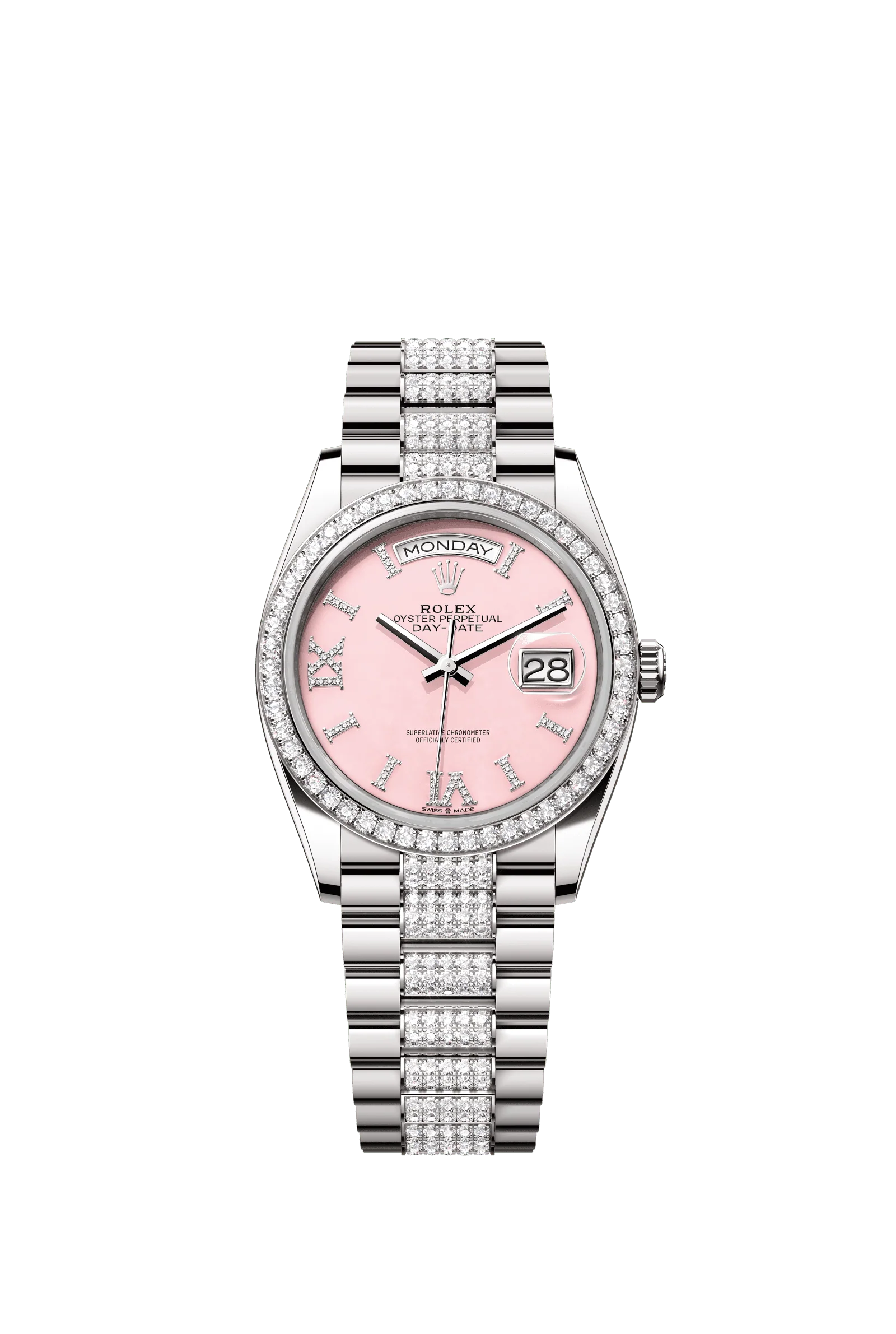 Rolex Day-Date 36mm Pink Diamond Dial White Gold m128349rbr-0017