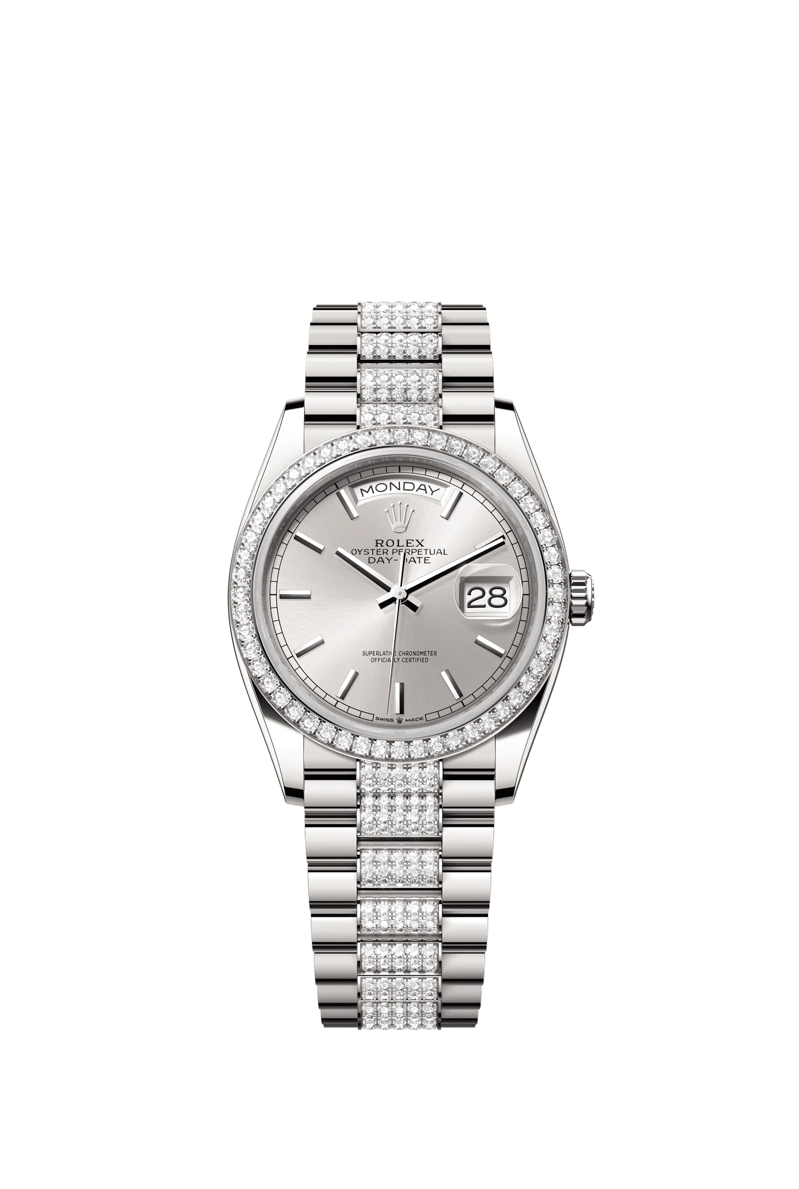 Rolex Day-Date 36mm Silver Dial White Gold m128349rbr-0013
