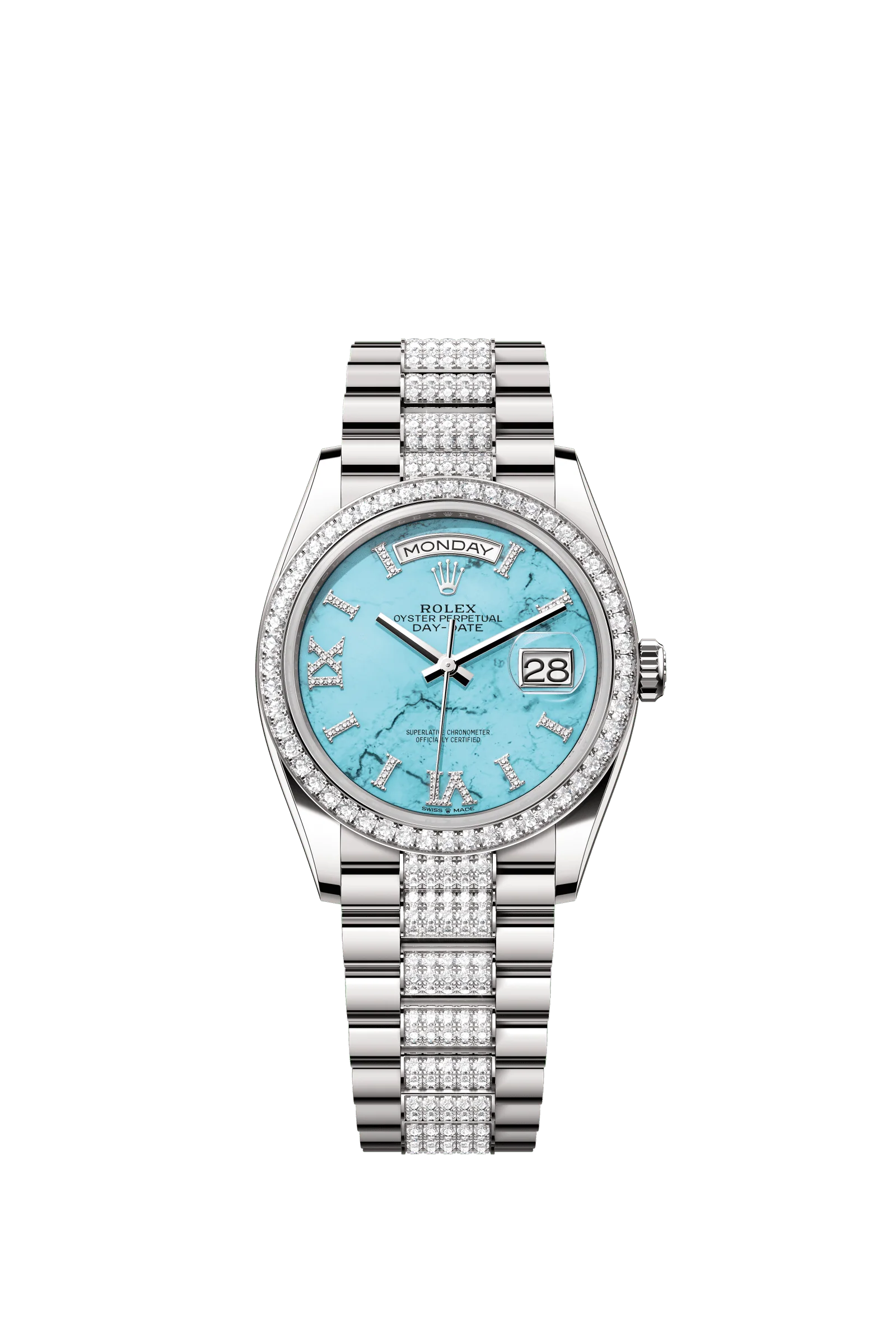 Rolex Day-Date 36mm Turquoise Diamond Dial White Gold m128349rbr-0032
