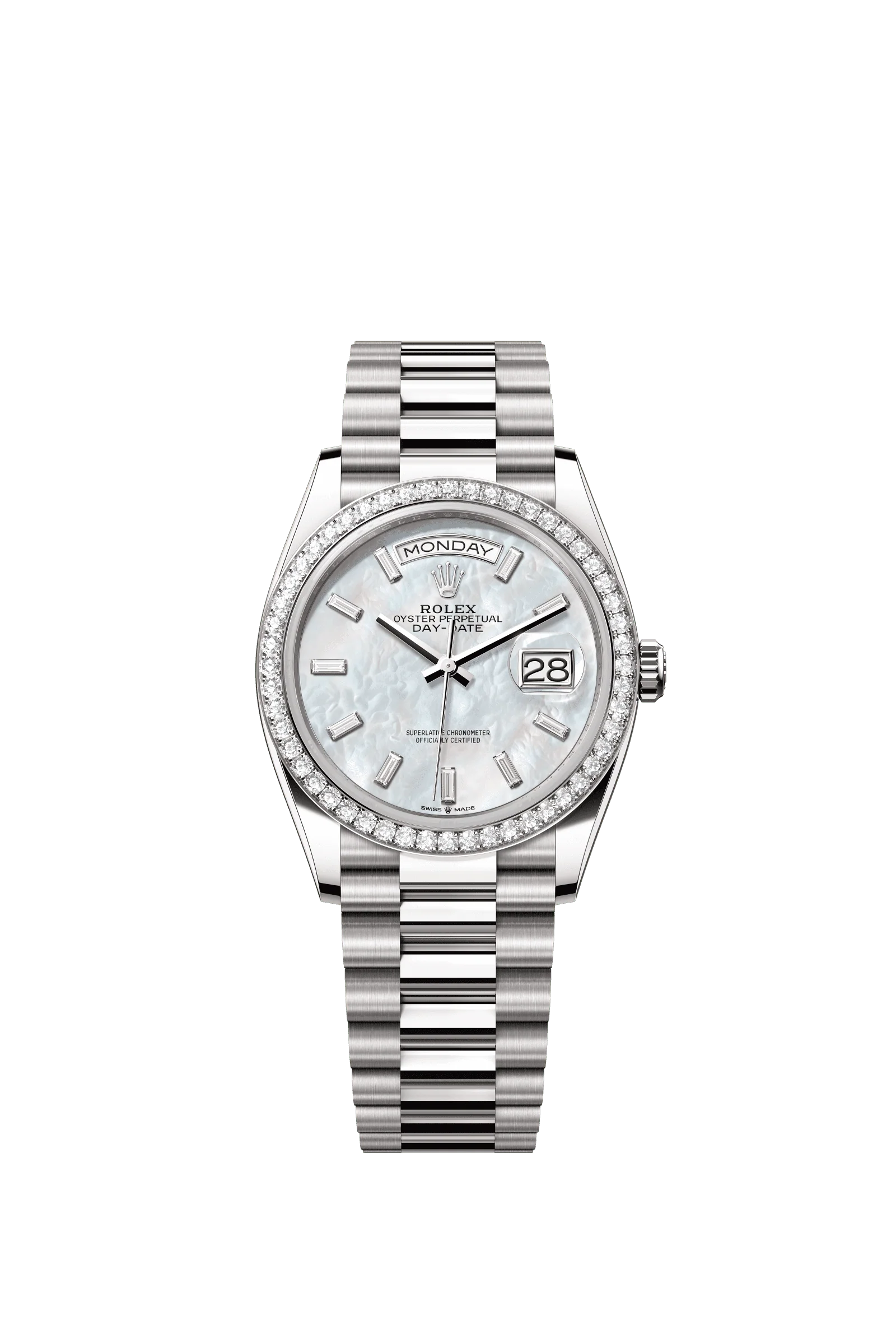 Rolex Day-Date 36mm White Mother-Of-Pearl Diamond Dial White Gold m128349rbr-0049