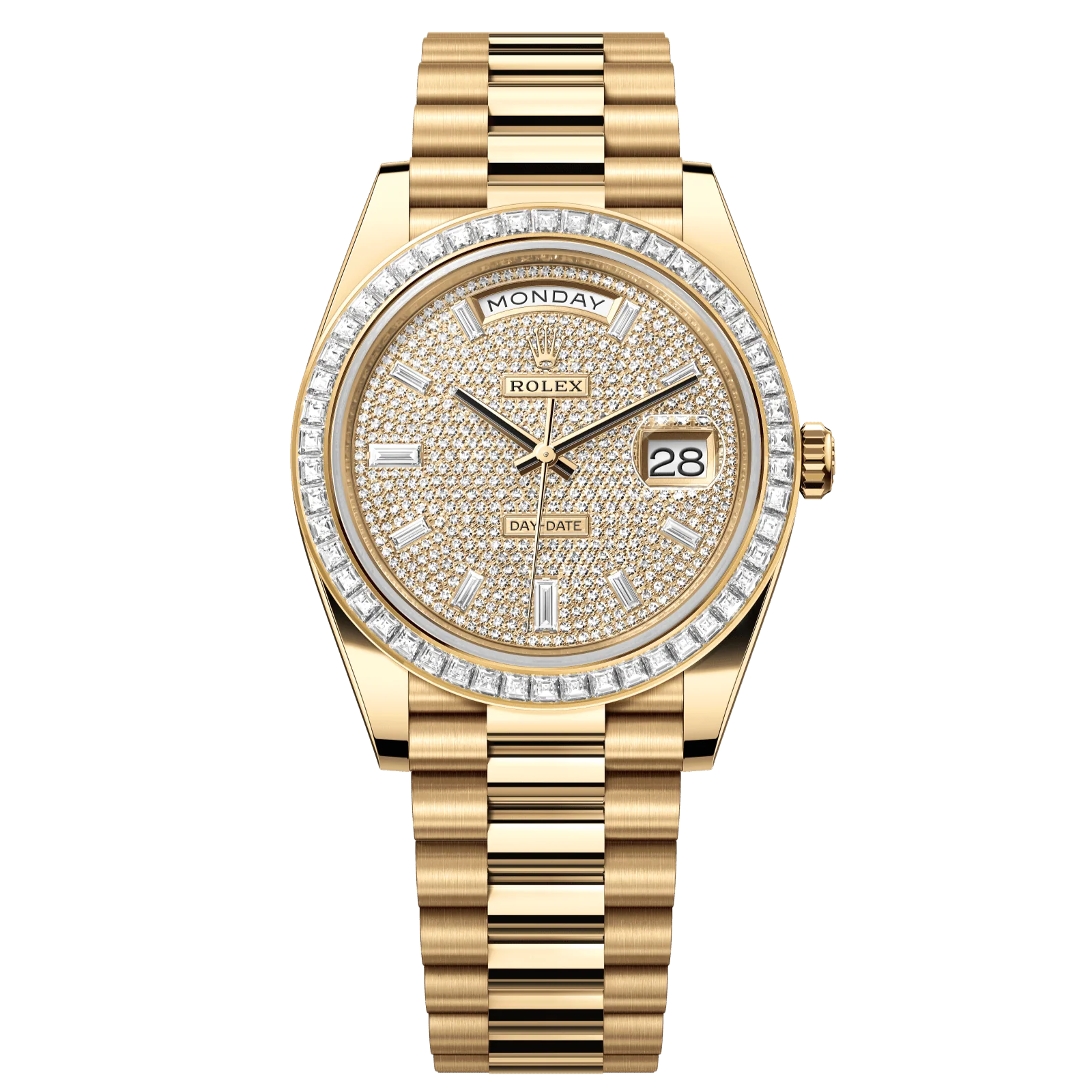 Rolex Day-Date 40 mm Diamond-Paved Dial 18k Yellow Gold President Bracelet 228398tbr-0036