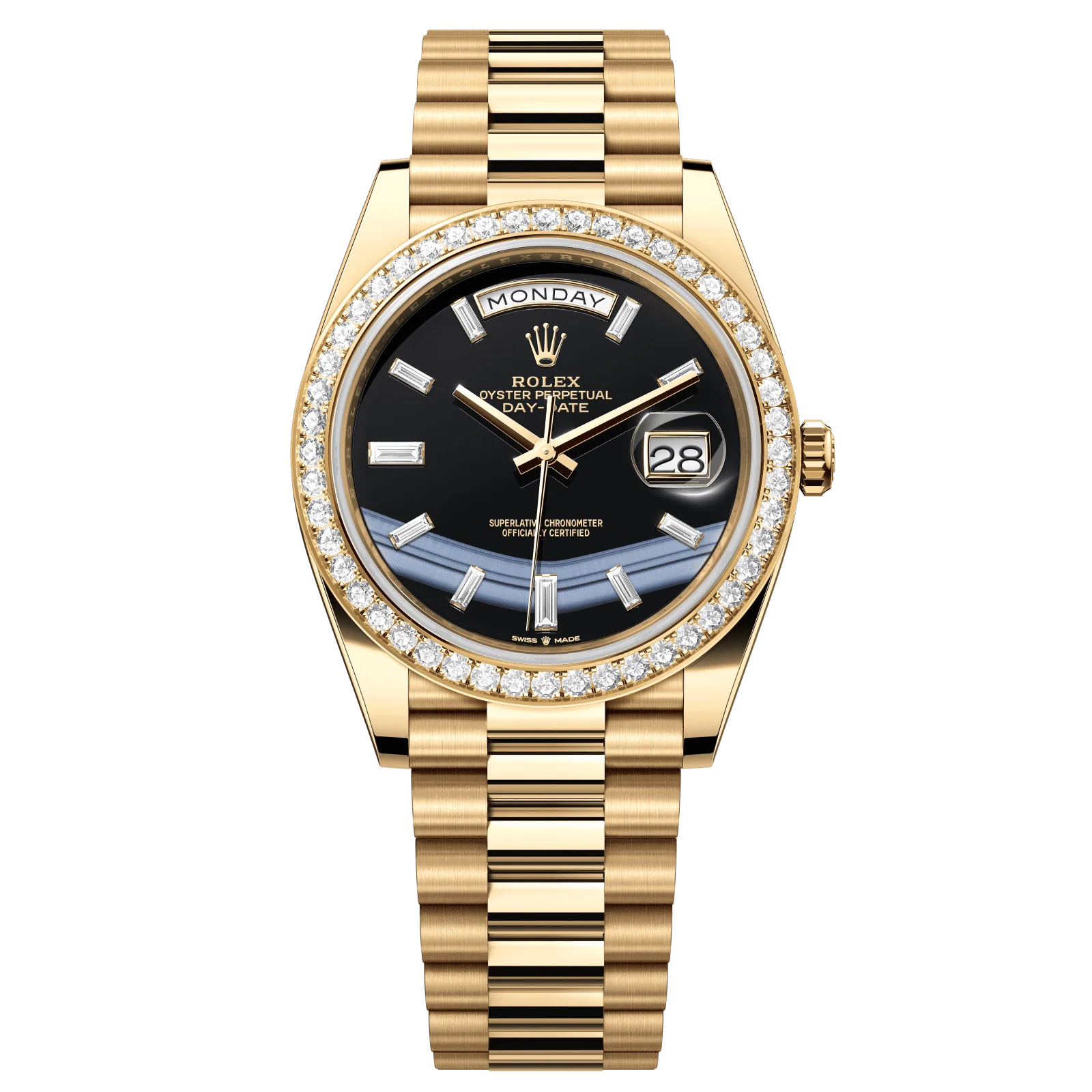 Rolex Day-Date 40 mm Onyx Set With Diamonds Dial 18k Yellow Gold President Bracelet 228348rbr-0039